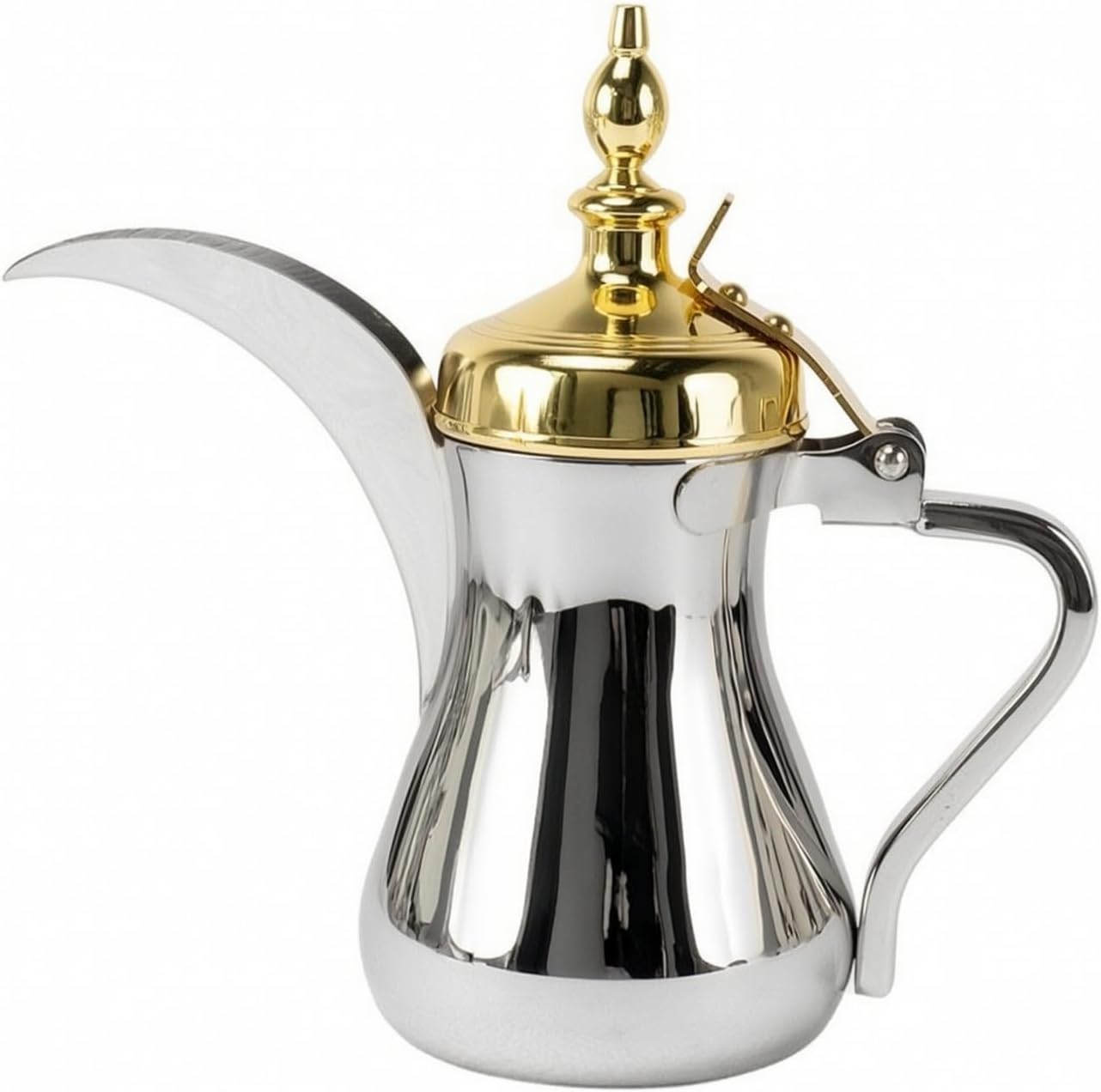 Orientalische Kaffeemaschine, Für Den Herd Geeignet, 900 Ml, Verchromt Mit Goldenem Deckel