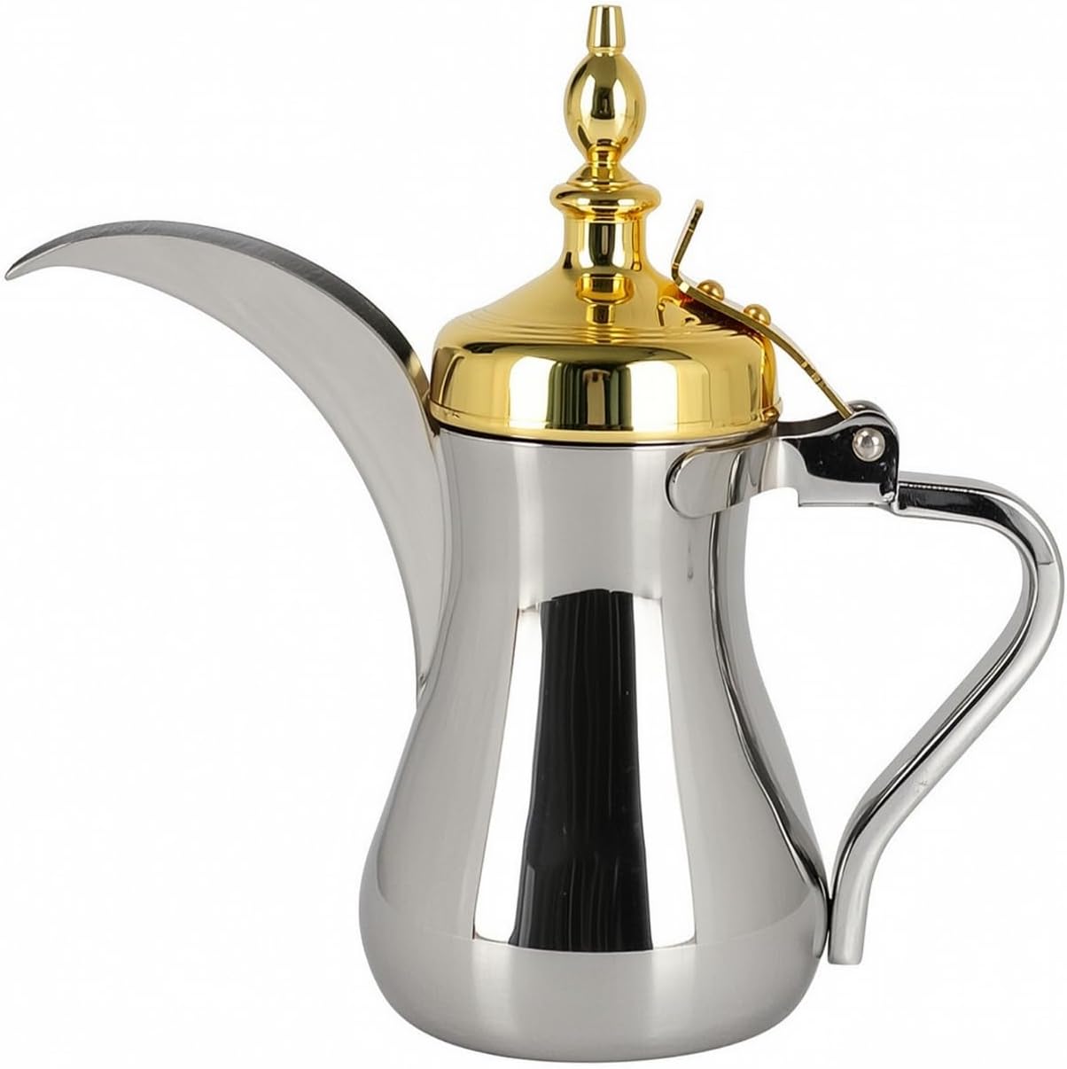 Orientalische Kaffeemaschine, Für Den Herd Geeignet, 1100 Ml, Chrom Mit Goldenem Deckel