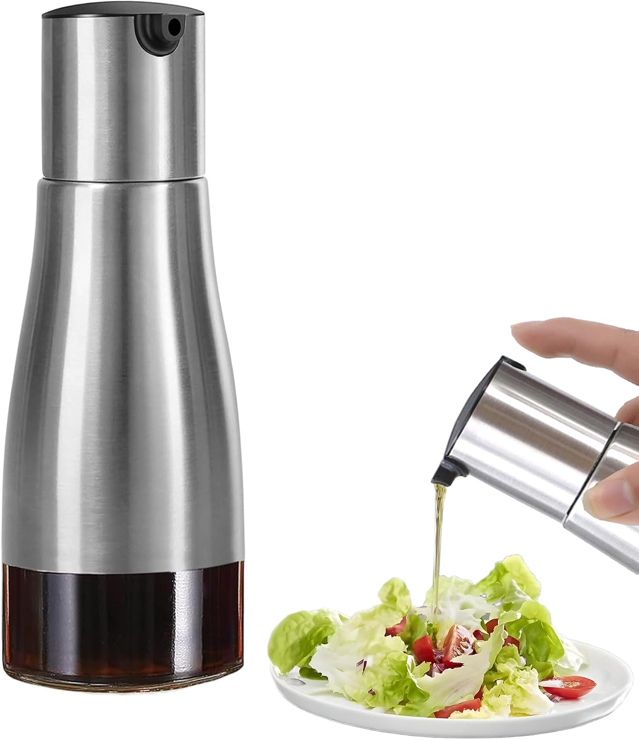 Silberne Ölflasche, 320 Ml, Spender Für Olivenöl Und Essig, Flaschen Für Olivenöl, Essig Und Öl Mit Edelstahl-glasfuß