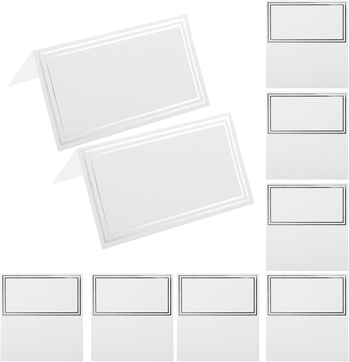Set Mit 50 Silbernen Tischkarten Aus Papier Für Hochzeiten, Elegantes Design, Einfache Anbringung, Bankettdekoration