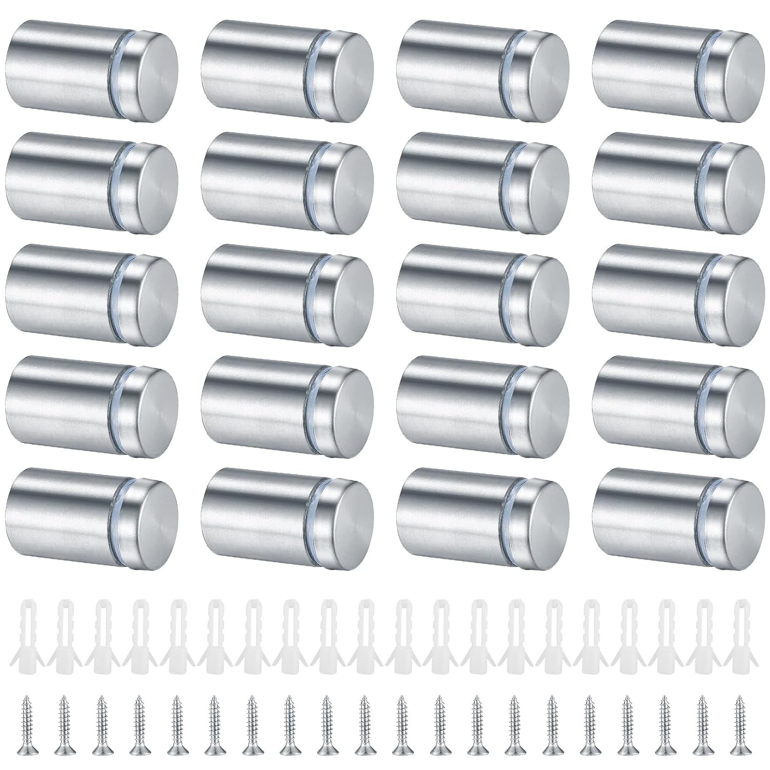 Packung Mit 20 Edelstahl-wandabstandshaltern - Glaswerbeschrauben - Halterung Für Glas, Spiegel, Nägel (20)