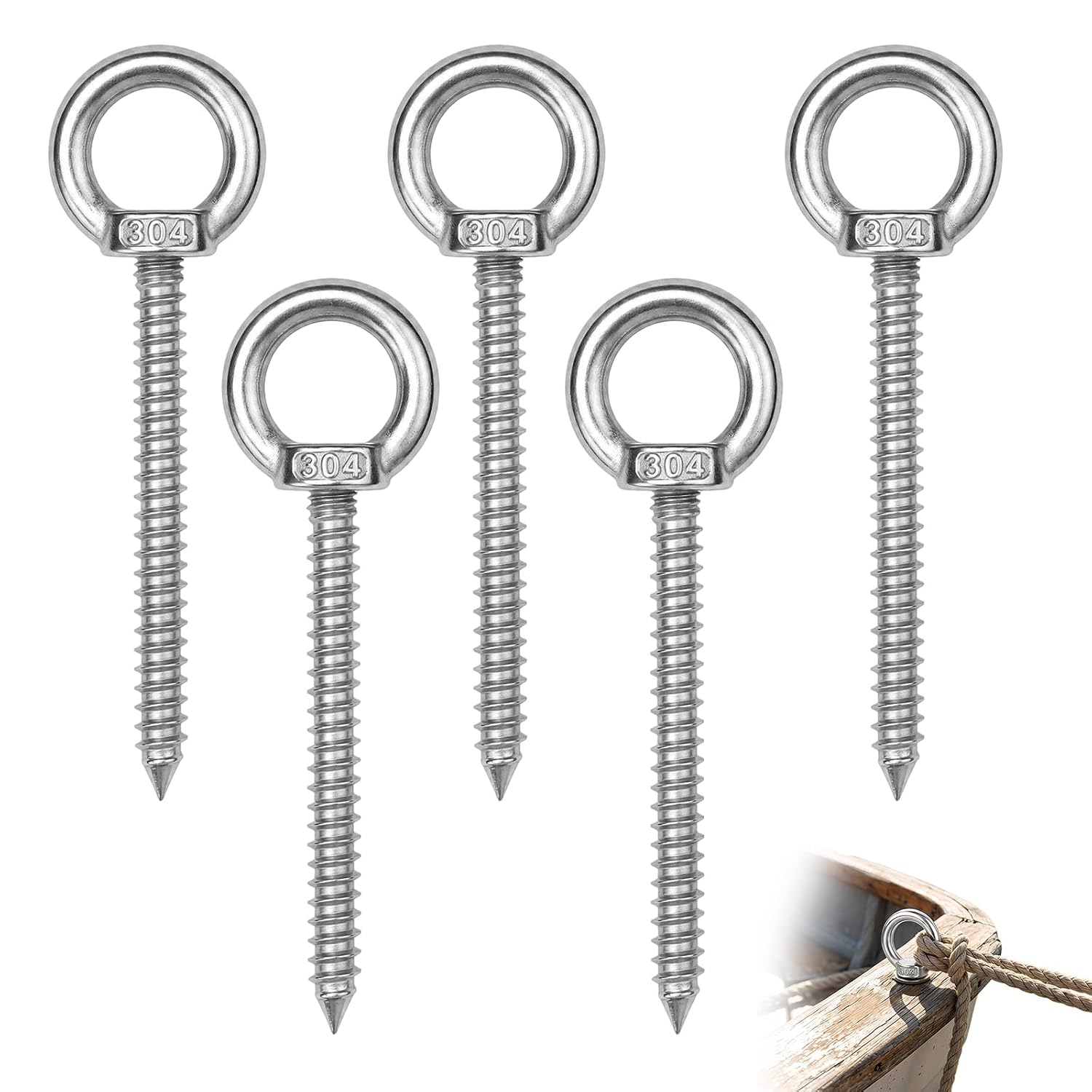 Stück M8 X 80 Mm Edelstahl-ösenschrauben, Einschraub-ösenbolzen, Einschraubhaken