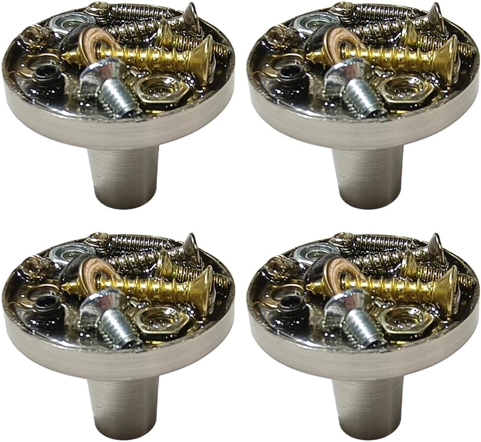 Set Mit 4 Schrankgriffen – Handgefertigt Mit Schrauben – Möbelknöpfe Für Küche, Schrank, Schublade, Möbel, Nickel