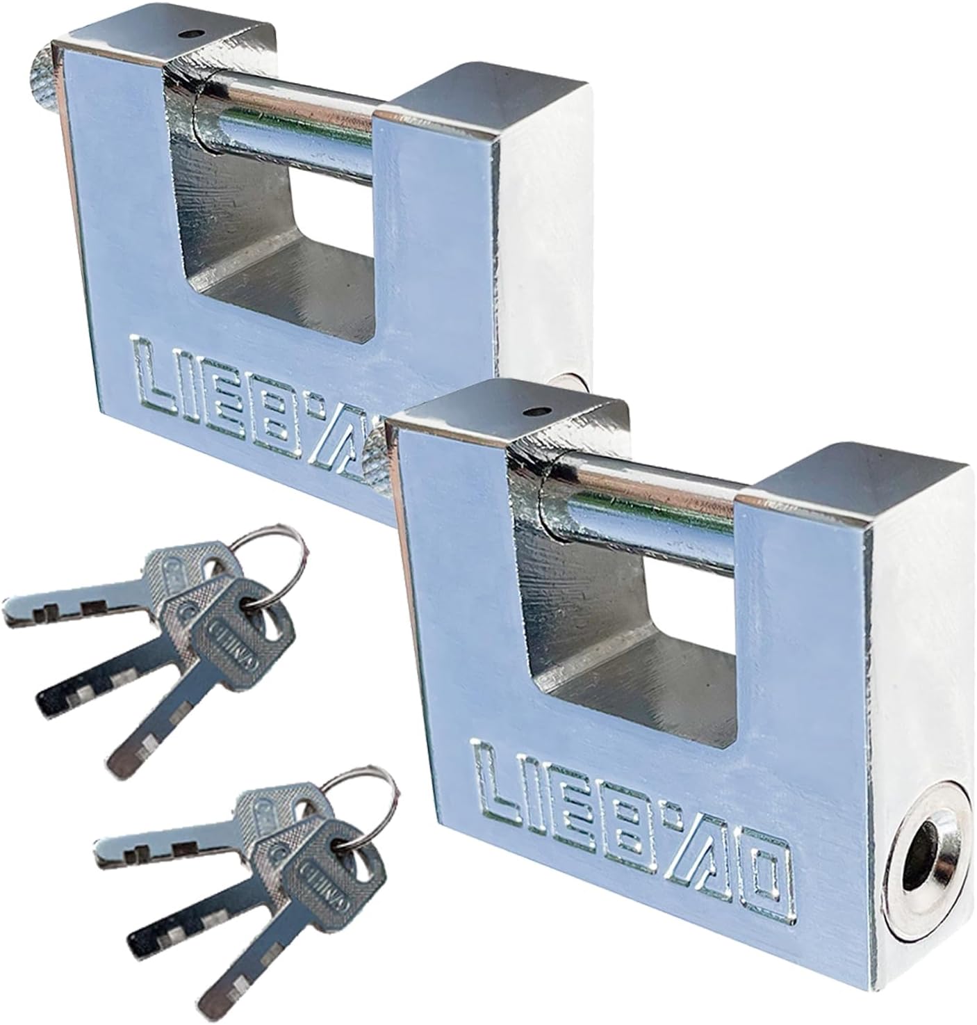 Set Aus 2 Robusten 60-mm-sicherheitsschlössern Aus Edelstahl Mit Schlüsseln, Bohrfestem Zylinder Für Container, Tore, Gartenhäuser, Lagerhallen