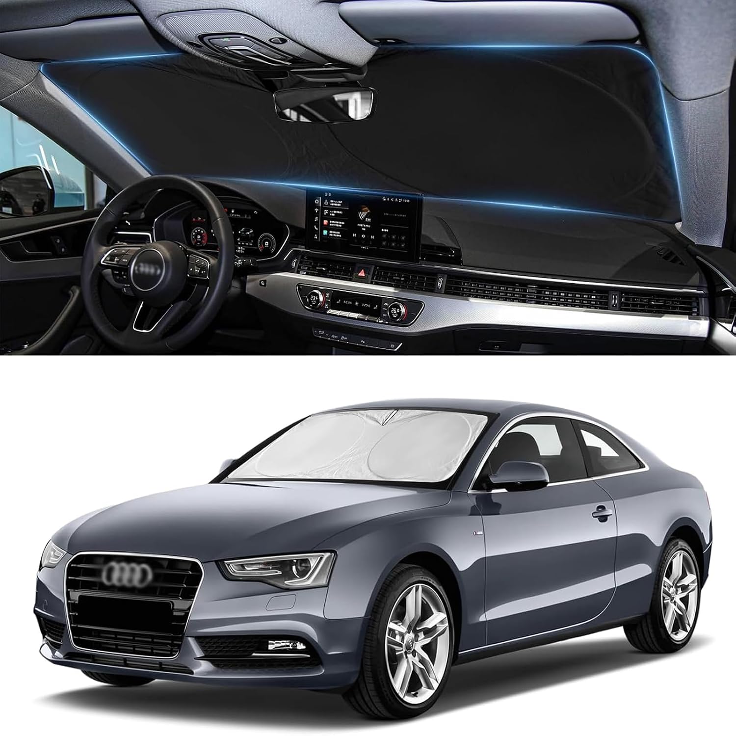 Maßgefertigter Sonnenschutz Für Audi A4, A5 & S5, Rs5 (2018–2025) – Windschutzscheibenschutz – Blockiert Uv-strahlen – Stilvolles Autozubehör