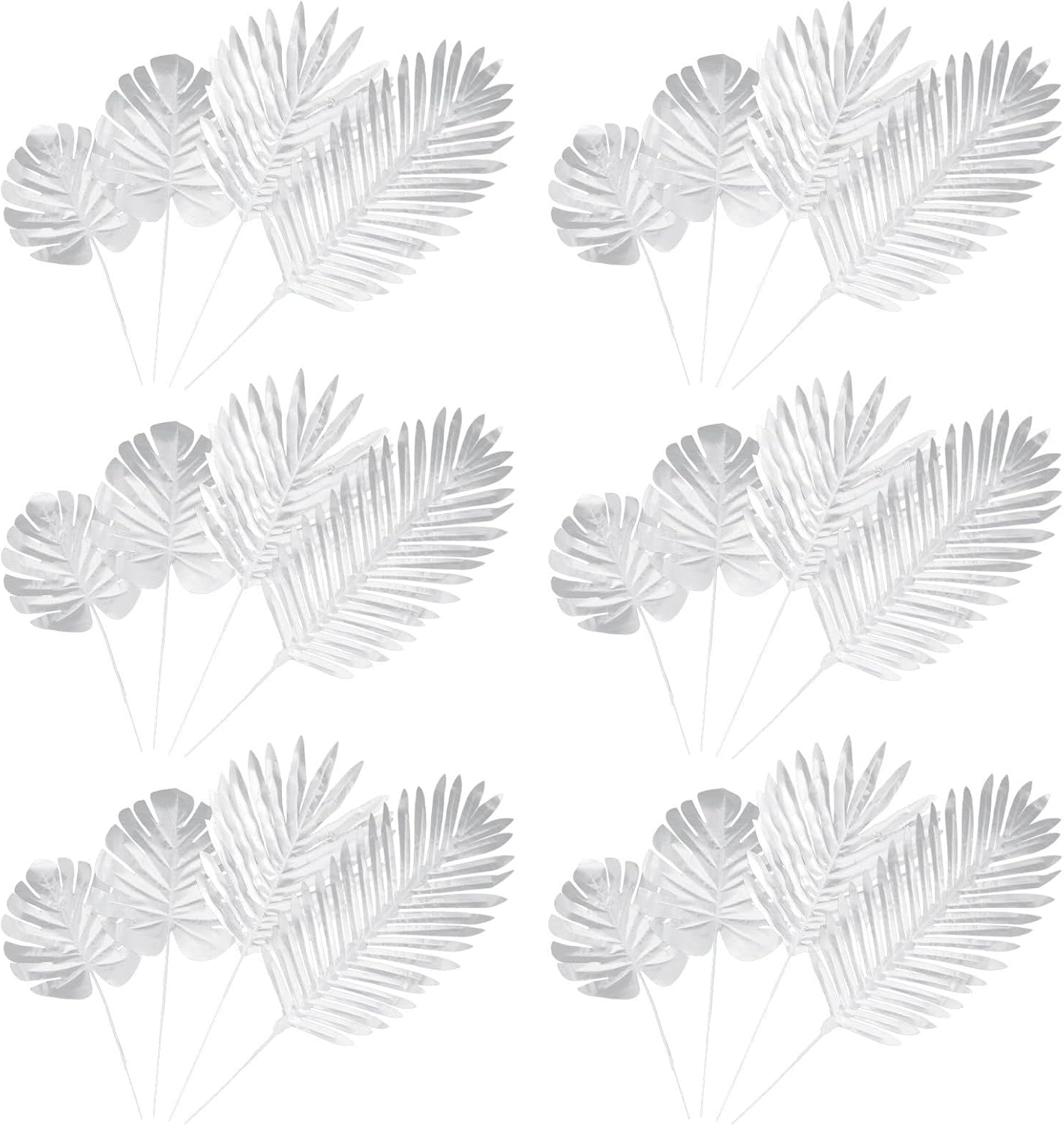 24 Realistische Künstliche Silberne Kunststoffblätter, Robust Und Praktisch, Für Hochzeitsdekorationen Und Blumenarrangements