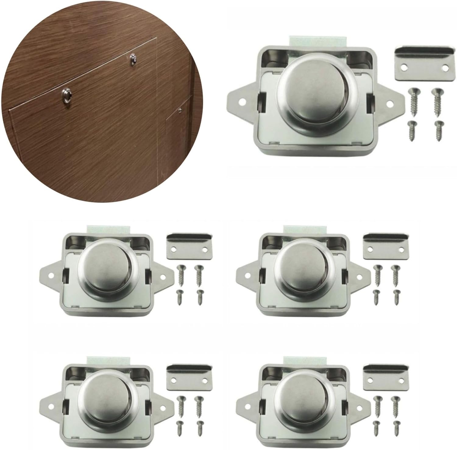 Set Mit 5 Druckknopfverschlüssen Aus Zinklegierung Für Wohnmobilschubladen, Sicherer Verriegelungsmechanismus Für Schränke, Camperfächer, Schranktüren Usw.