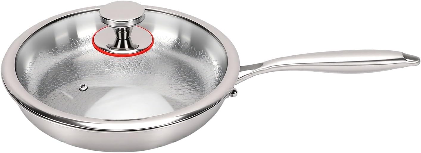 Antihaftbeschichtete Bratpfanne Aus Edelstahl 304, 28 Cm (11,02 Zoll), Mit Deckel