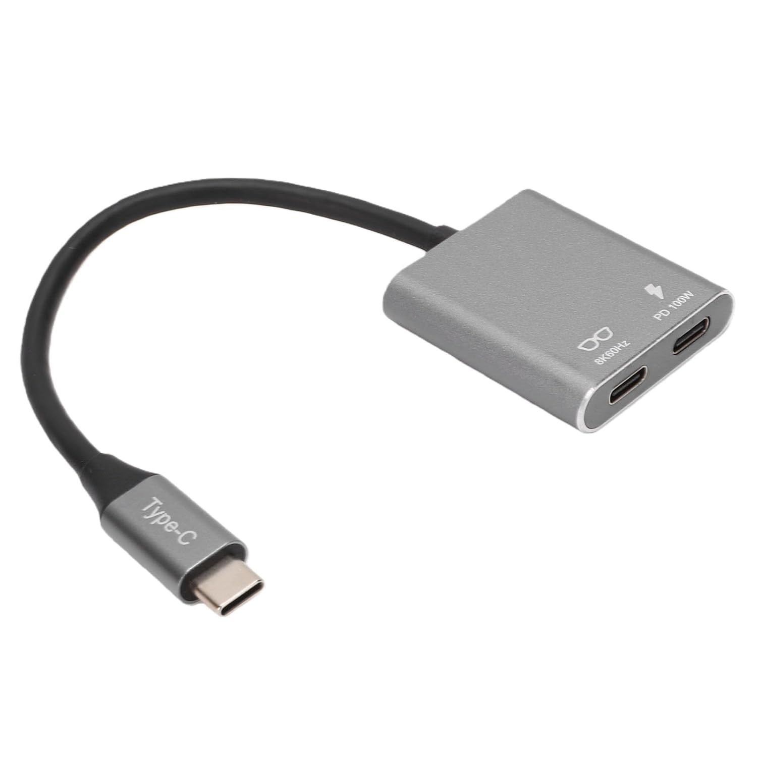 Ar-brillen-adapter, Usb-c-stecker Auf Zwei Usb-c-buchsen Mit 100-w-pd-schnellladefunktion Und 8k-60-hz-videoausgang, Ideal Für Spielekonsolen, Smartphones, Tablets Und Mehr.