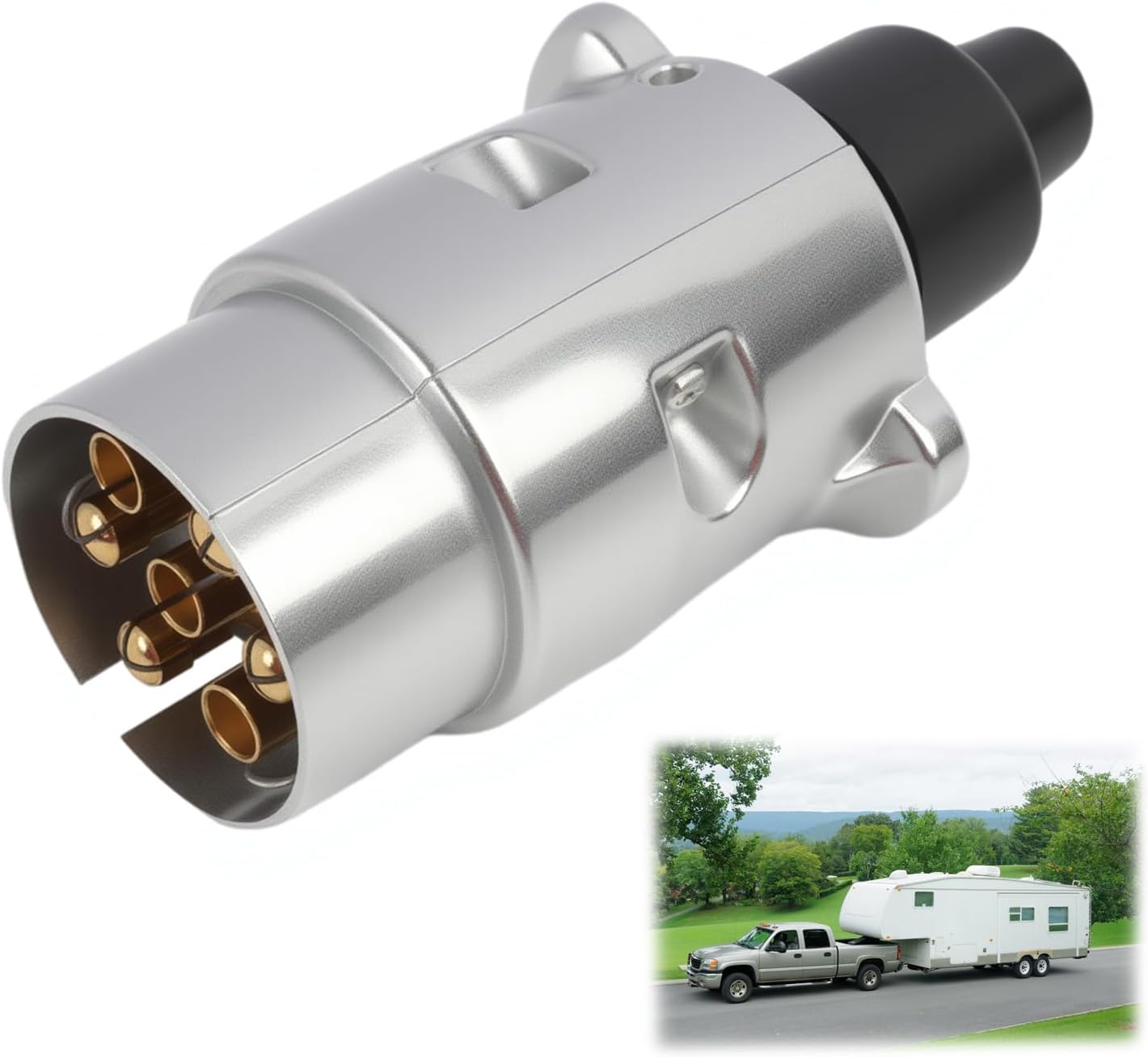 7-poliger Metall-anhängerstecker Für Wohnwagen – Robuster Anhängerlichtadapter – Kompatibel Mit Anhängern, Sattelanhängern Und Wohnmobilen
