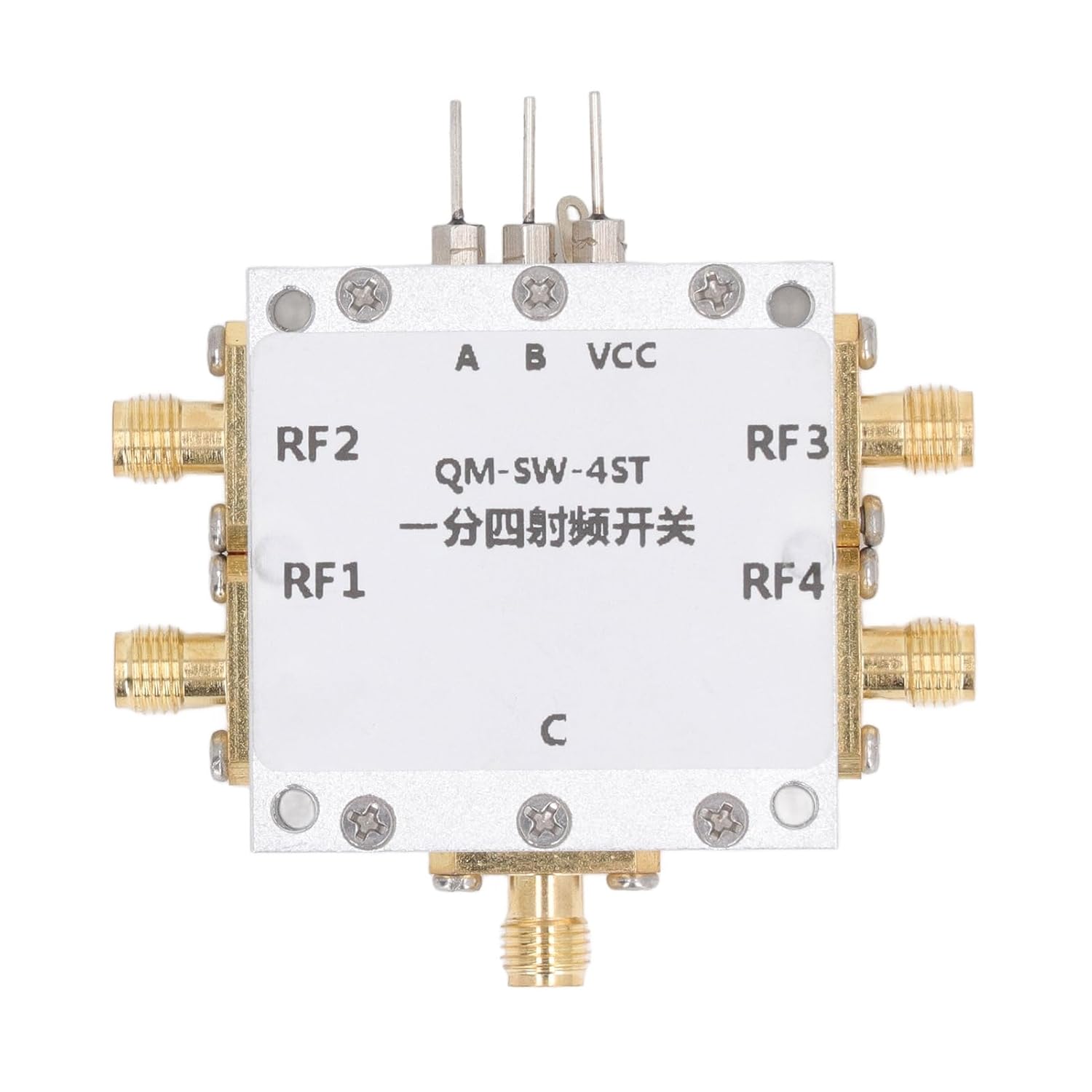 Sp4t Hf-schaltmodul, Hochisolierender Mikrowellen-elektronikschalter Aus Aluminiumlegierung (0,1–6 Ghz) Für Drahtlose Kommunikationstests