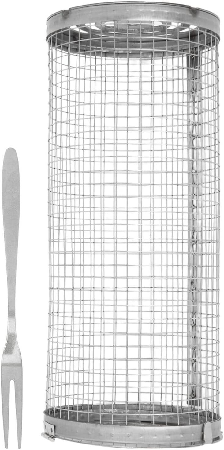 Rollbarer Grillkorb Aus Edelstahl, Offener Zylindrischer