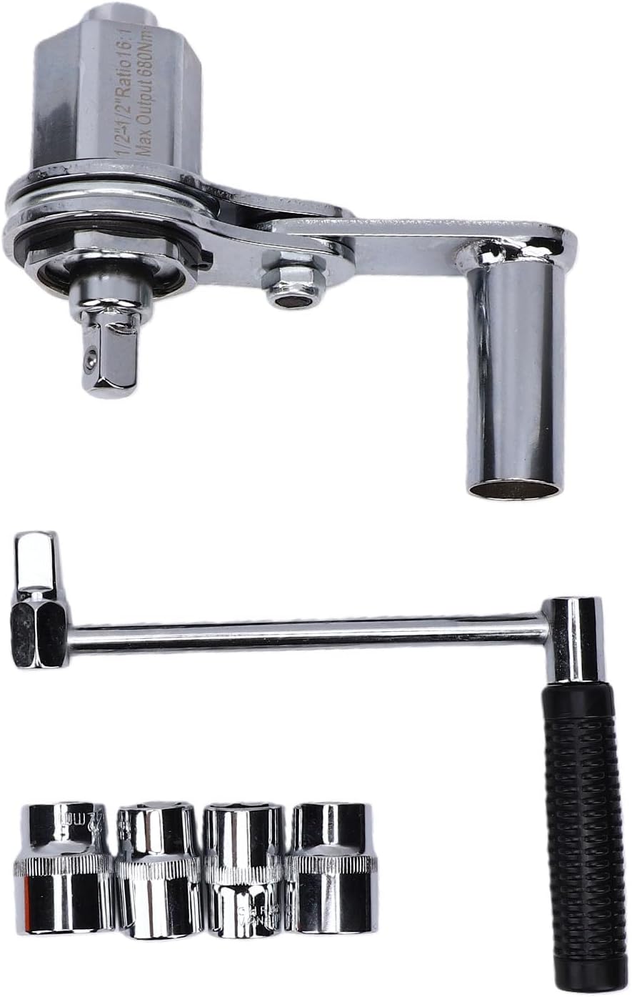 Drehmomentvervielfacher 1:16, 680 Nm Hochleistungs-radmutternausdreher Mit 4 Steckschlüsseln (17 Mm, 19 Mm, 21 Mm, 22 Mm) Für Die Reifenreparatur An Pkw, Suv Und Anhängern