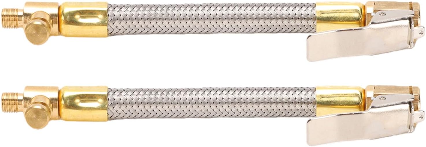 2-teiliger Reifenfüllschlauchadapter, 5-zoll-ersatz Mit Flexiblen Ventilschlauchadaptern Für Auto, Motorrad, Fahrrad, Edelstahl