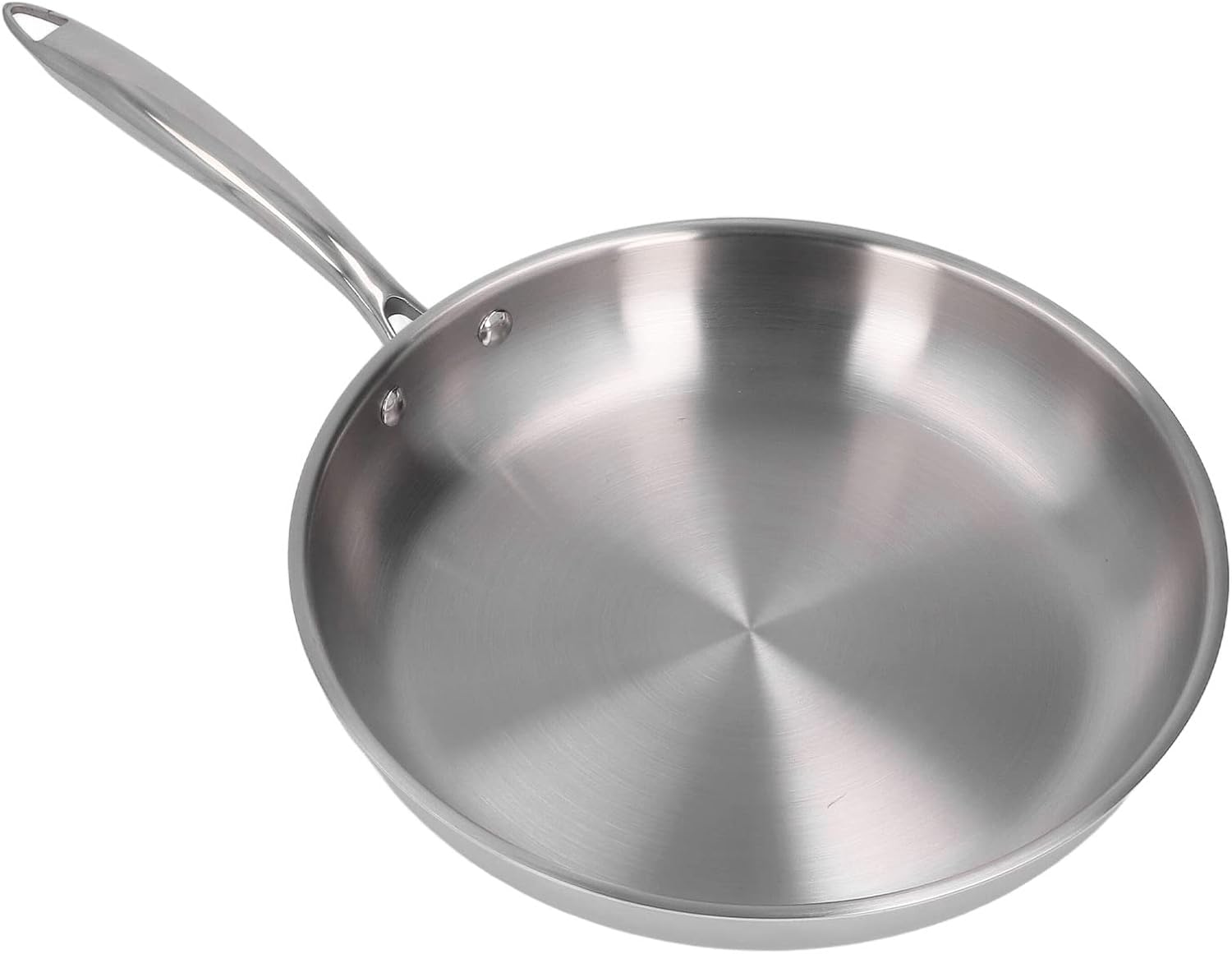 Bratpfanne Aus Edelstahl 304, 3-lagig, Genietet, Ergonomischer Griff, Schnelle Und Gleichmäßige Hitzeverteilung Zum Kochen Von Omeletts Und Gemüse