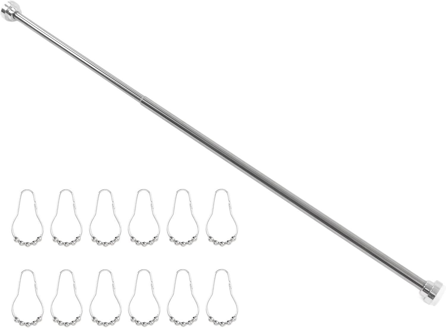 Verstellbare Gardinenstange Mit Federmechanismus, Ausziehbarer Duschvorhang Mit 22 Mm Edelstahl Und 12 Haken, Ideal Für Badezimmer, Kleiderschrank Und Balkon, 85–130 Cm