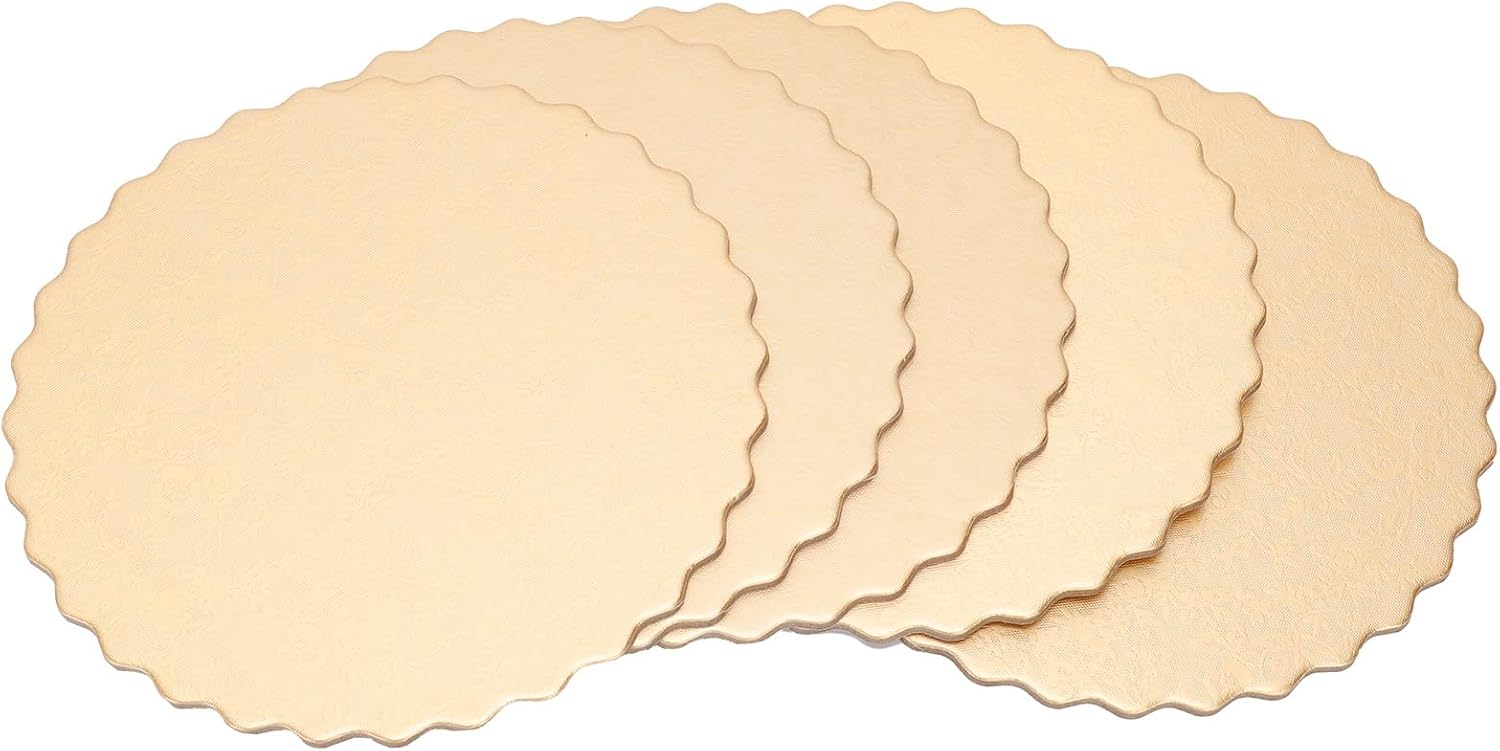 10 Stück Gold-silberne, Doppelseitige, Runde Tortenplatten Aus Verdicktem, Wiederverwendbarem Karton In Lebensmittelqualität.
