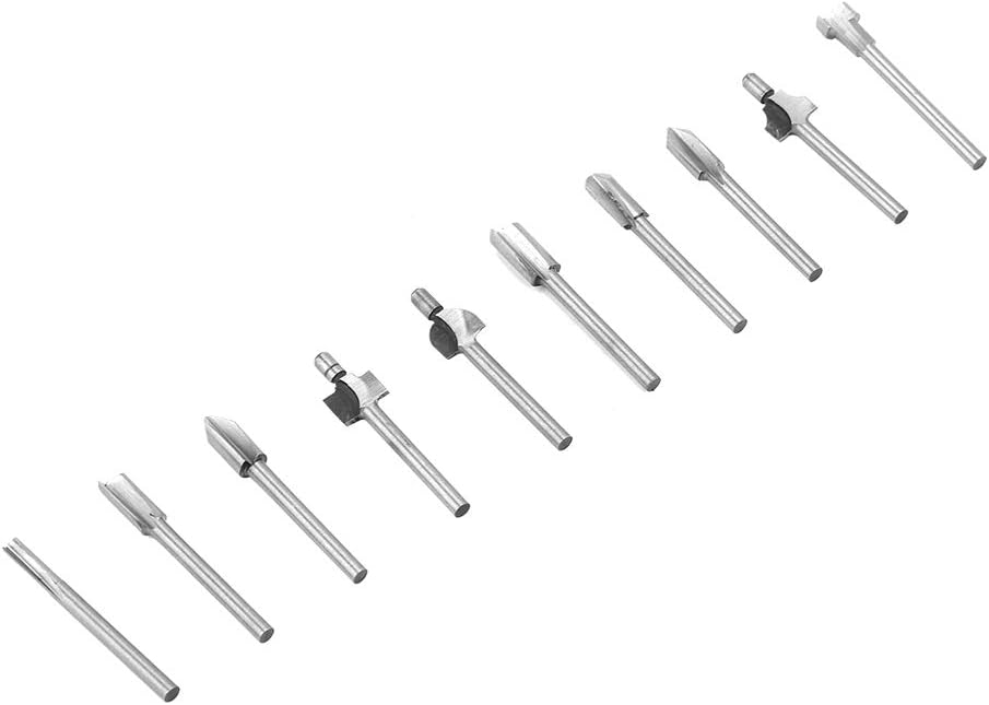 Hss-fräser-set (1/8"), 10 Mini-fräser Mit 10 Verschiedenen Kopfformen Für Holzbearbeitung, Holzgravur, Pvc Und Kunststoff