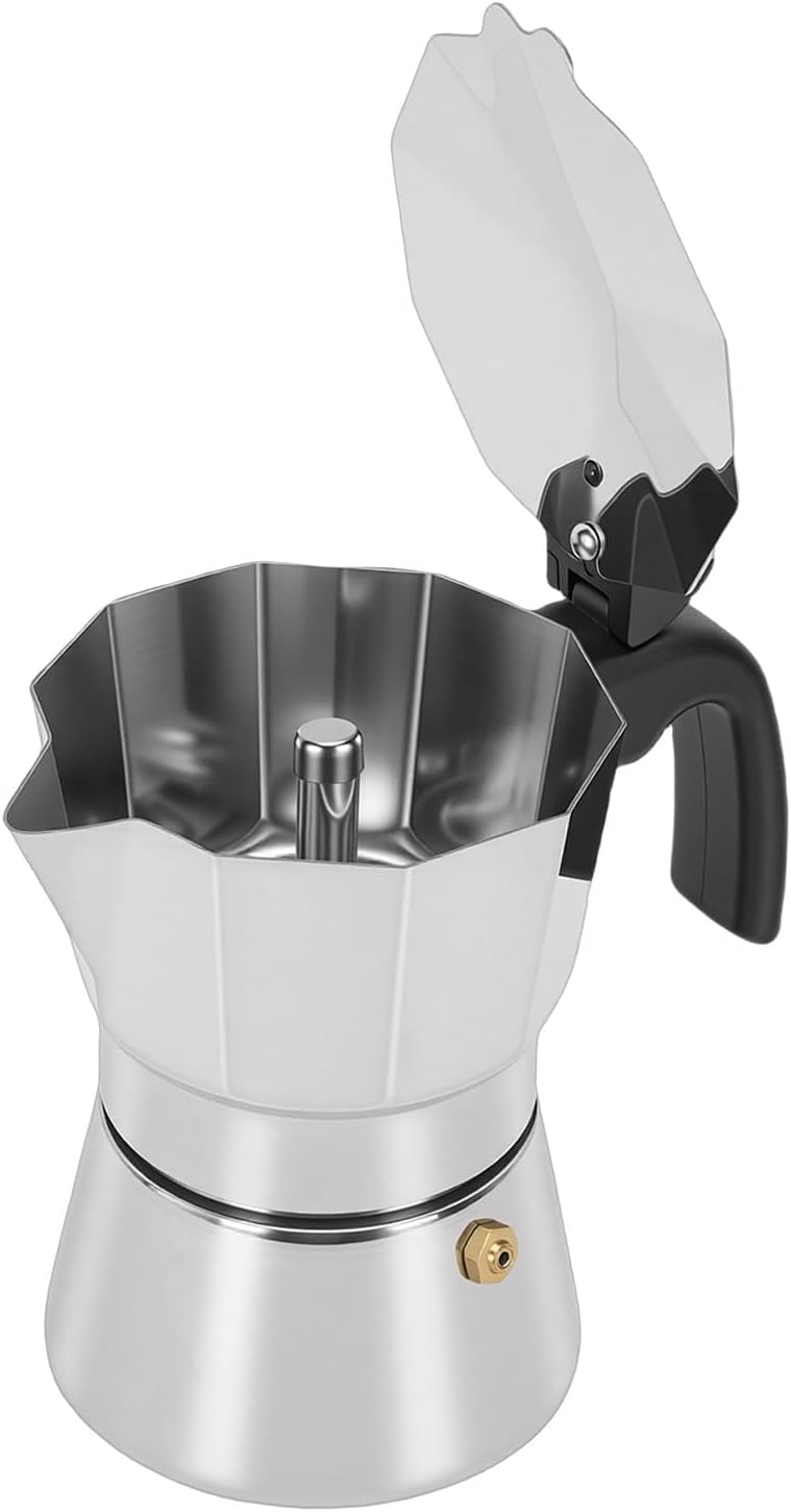 Kochfeld-kaffeemaschine, 3 Tassen, Achteckig, Edelstahl (3