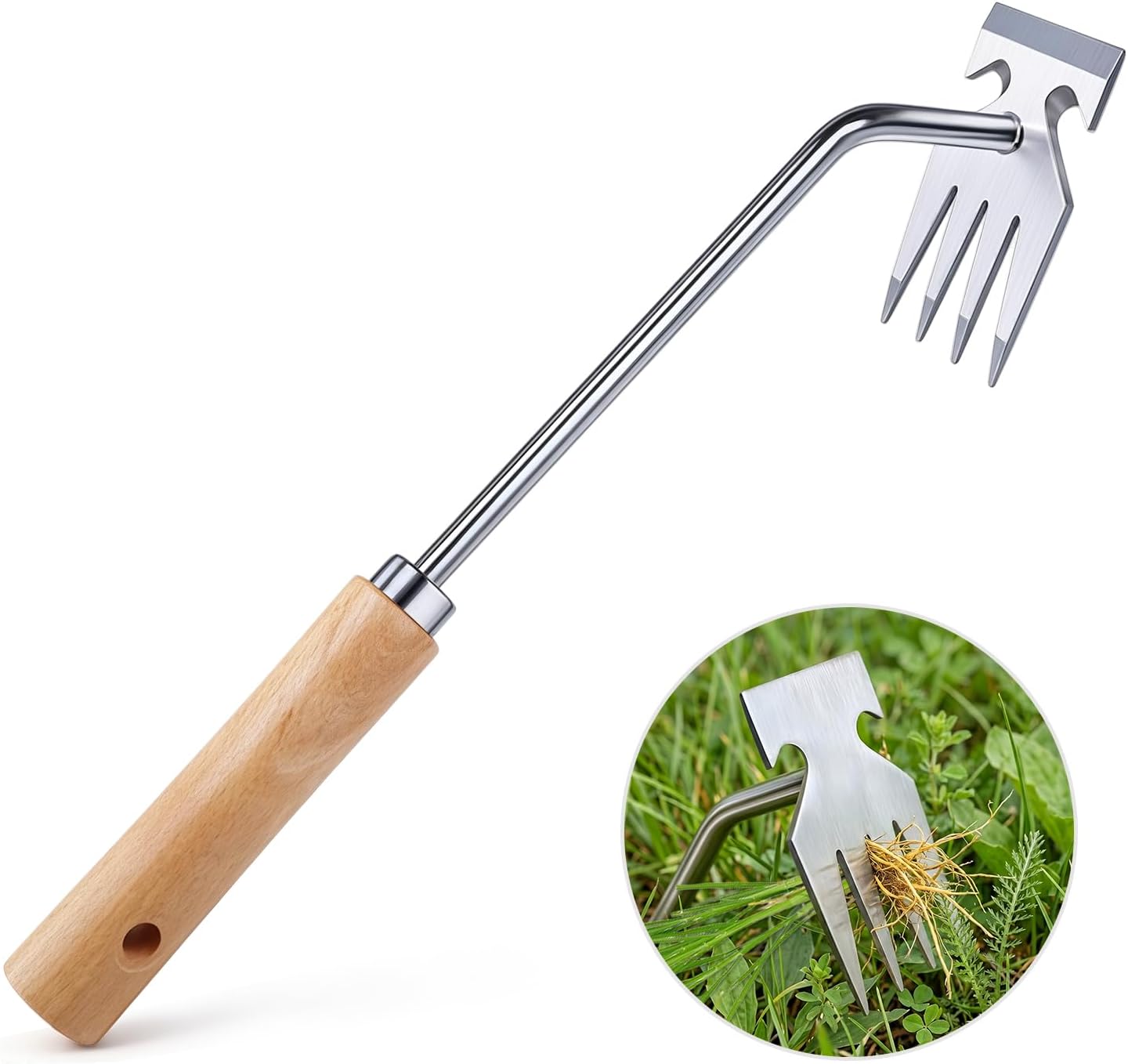Manueller Unkrautstecher, Unkrautstecher Aus Verdicktem Edelstahl, Griff Aus Massivholz, Gartenwerkzeug Zum Jäten Von Hartnäckigem Unkraut, Moos Usw.