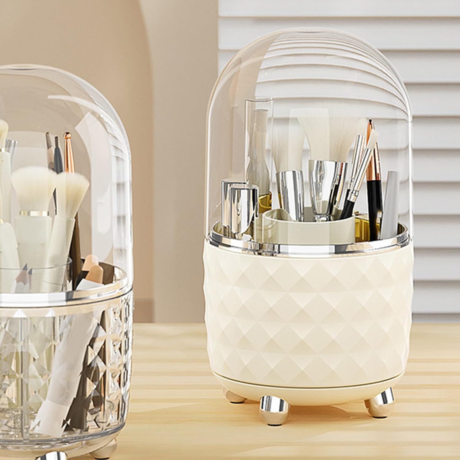 Drehbarer Stiftehalter Aus Kunststoff, 360°-schreibtischorganizer, Make-up-pinselhalter, 122 Mm X 219 Mm, Aufbewahrung Für Büro, Schminktisch, Wohnaccessoires (weiss)
