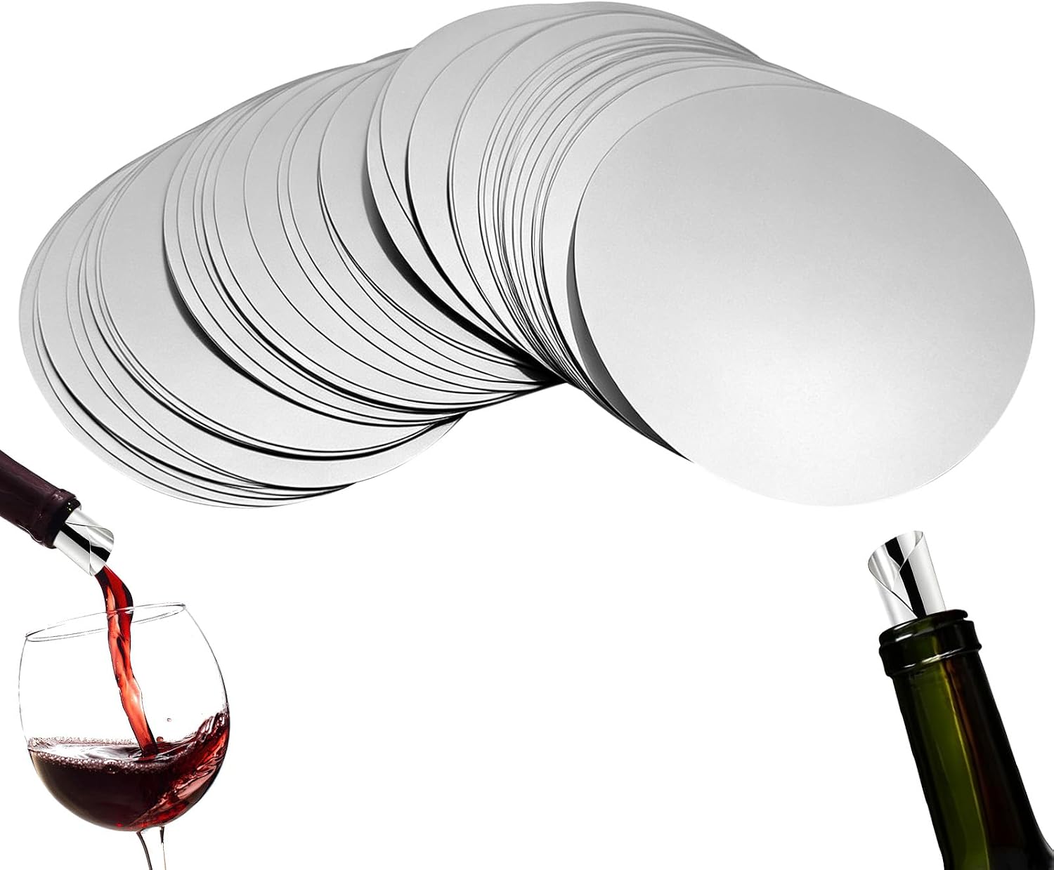 Set Mit 60 Weinausgießtabletts, Flaschenausgießern