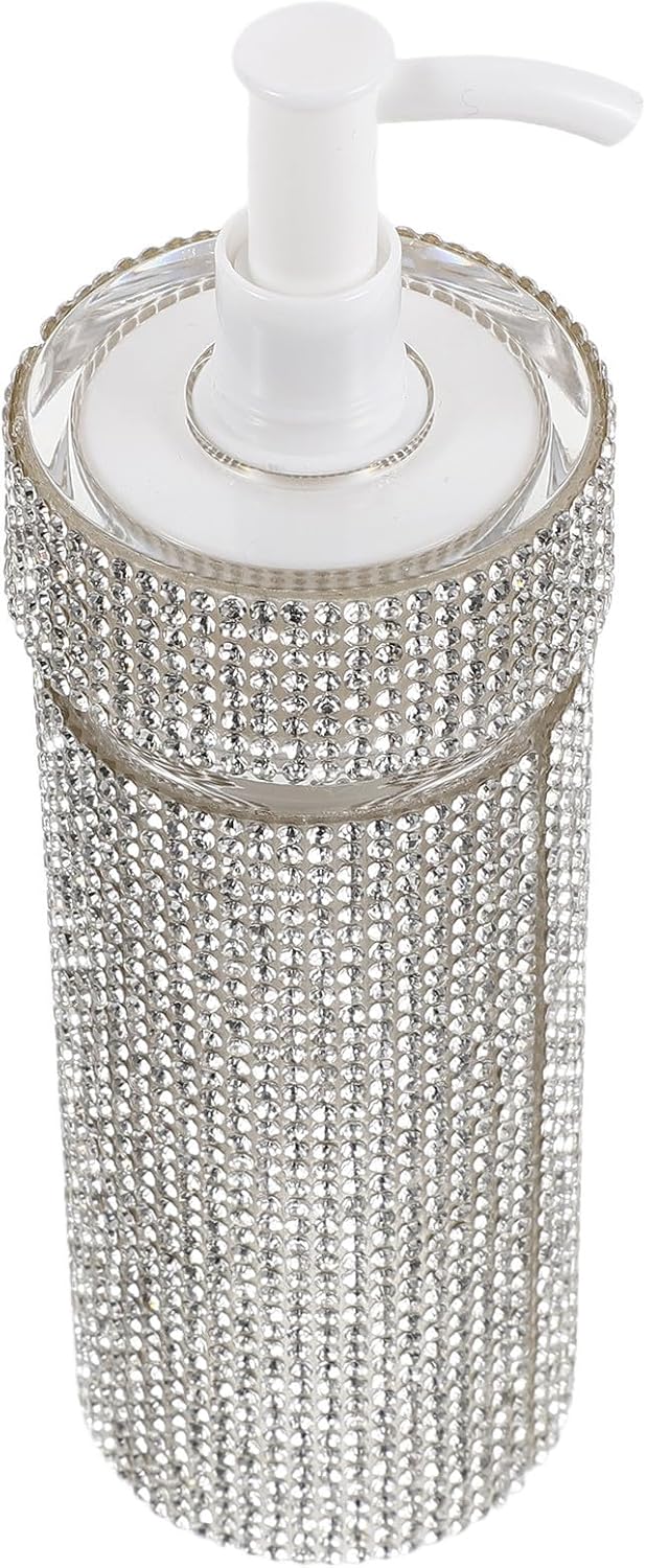 Funkelnde Weiße Flasche Im Diamant-design Aus Kunststoff Und Kristallglas Mit Pumpe, 81 Ml, Kompakt, Tragbar Und Auslaufsicher, Für Reisen Und Urlaub
