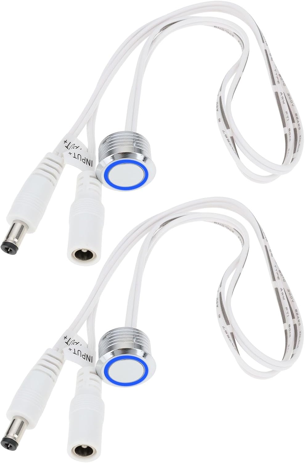 Set Aus 2 Berührungsempfindlichen Dimmschaltern Mit Stecker Und Buchse, 24 V/12 V, 17,5 Mm. Geeignet Für Led-streifen.