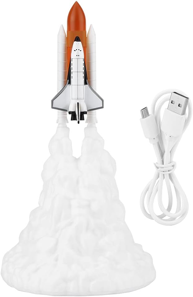 3d-gedruckte Raketenlampe, Space-shuttle-nachtlicht, Mit Usb-wiederaufladbarem Led-nachtlicht Für Raketenbegeisterte, Kinderzimmerdekoration (typ A: L 28cm)
