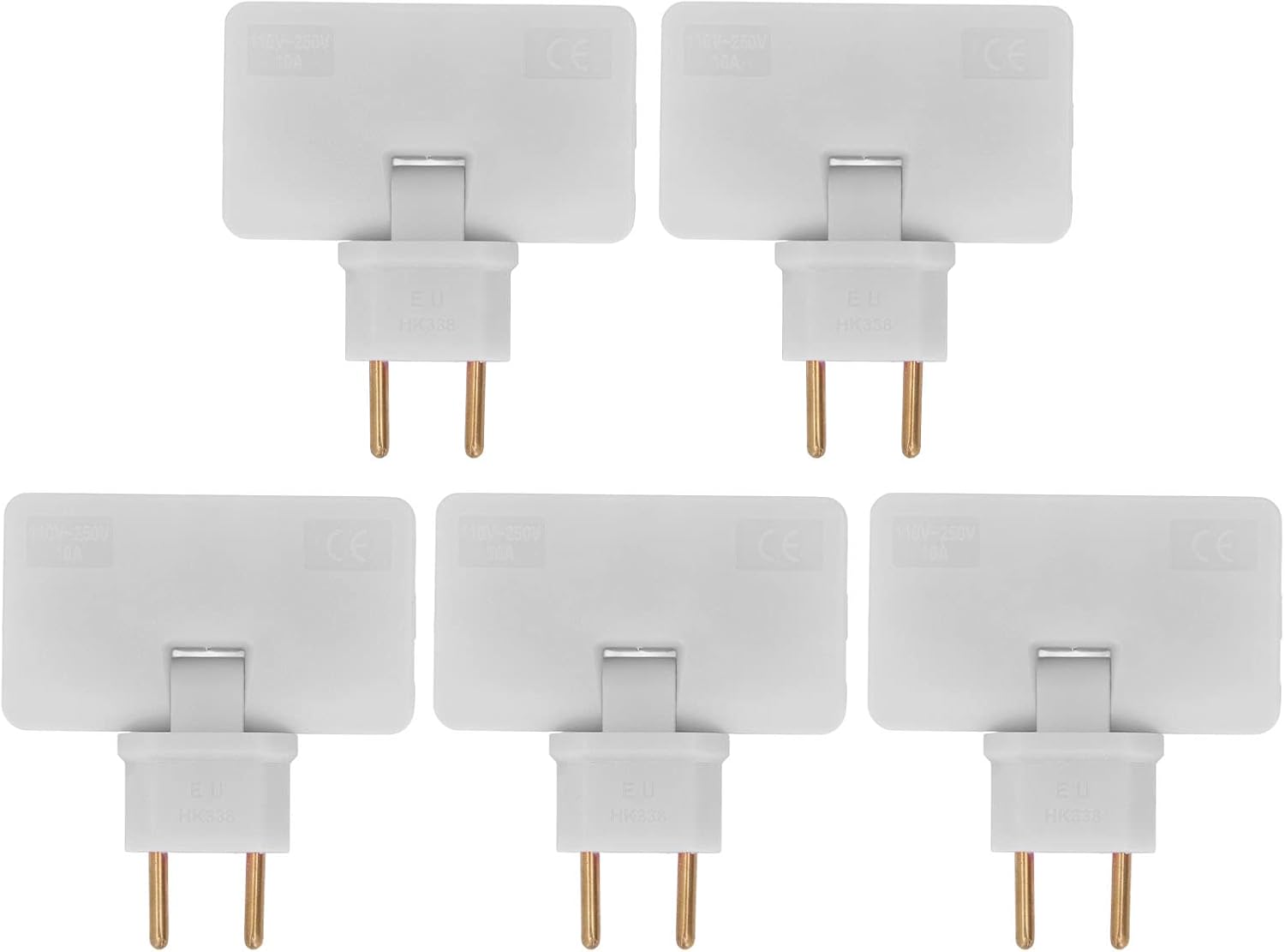 Eu-steckeradapter, Eu-steckeradapter 1 Auf 3, 110-250v-konverter, 5 Stück, 180 Grad Kabellose Verlängerung (weiß)