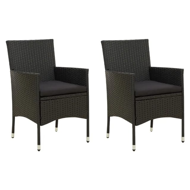 Gartenstühle Mit Sitzpolster 2 Stk. Poly Rattan Schwarz Vidaxl