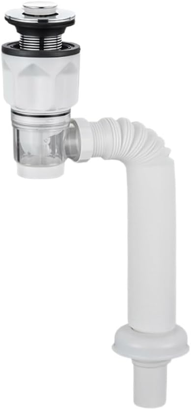 Ablaufset Für Badezimmerwaschbecken Mit Flexiblem Teleskop-ablaufschlauch Von 36 Bis 86 Cm – Universelles Geruchshemmendes Und Wasserdichtes Set Für Badewanne, Waschbecken, Küche (kleiner Weißer Pop-u