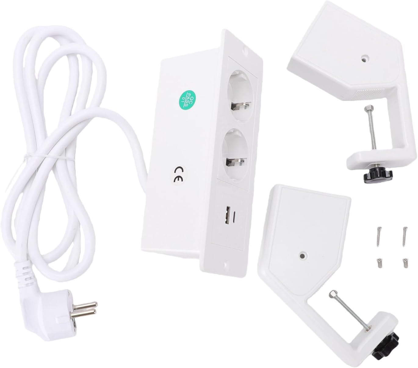 Tischsteckdosenleiste, Zum Anklemmen, 2 Steckdosen, 2 Usb-anschlüsse (steckdose)