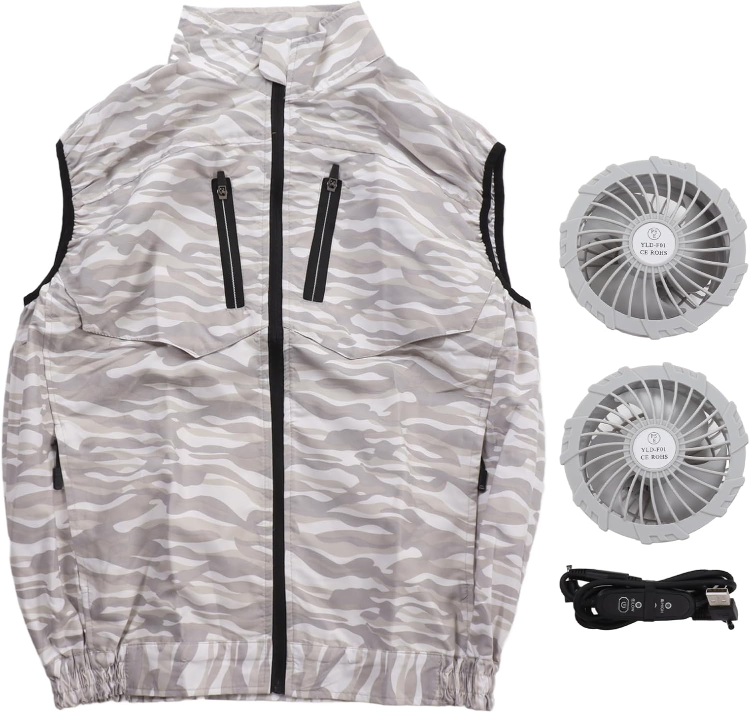 Kühlweste Mit Abnehmbarem Usb-sommerventilator, Weiß, Klimaanlage, Gartenarbeit, Größe Xxl, Tiefe Tarnung, Angeln, Wandern, Outdoor-arbeit Für Männer Und Frauen