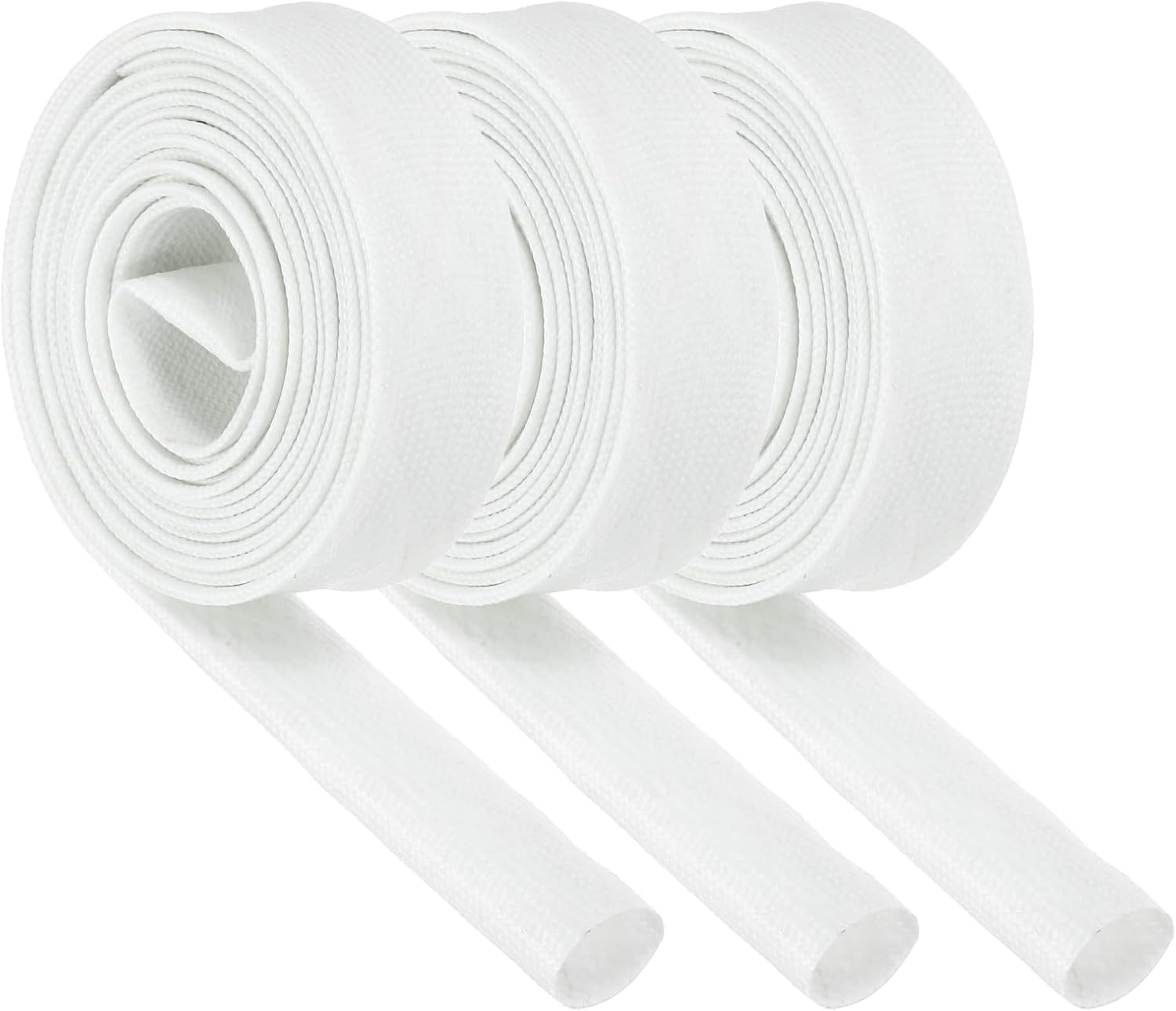 3-teiliger Isolierender, Geflochtener Kabelschlauch, 14 Mm Innendurchmesser, 2 Meter Lang, Weiße Glasfaser-kabelhülle Mit Hochtemperaturbeständiger Silikonbeschichtung Für Kfz-schläuche Und -kabel