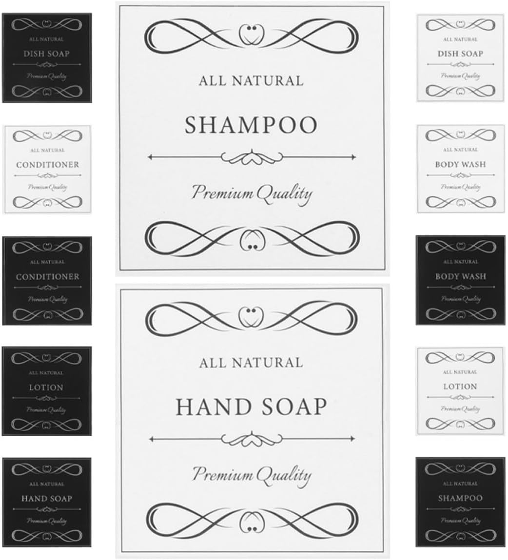 Selbstklebende Etiketten Für Seifen- Und Shampoo-spender, 2er-set, Aus Wasserfestem, Abriebfestem Vinyl, Für Küchen- Und Heimwerkerprojekte.