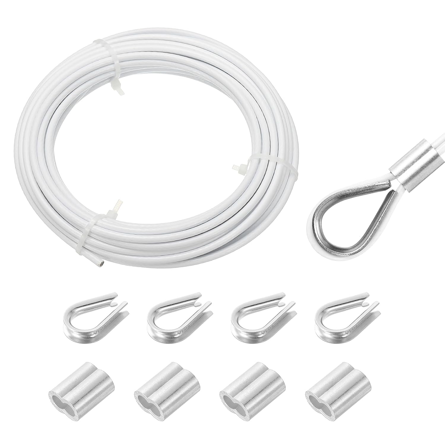 10 M Langes Kabel Aus Edelstahl 304, 4 Mm Durchmesser, Weiße Vinylbeschichtung