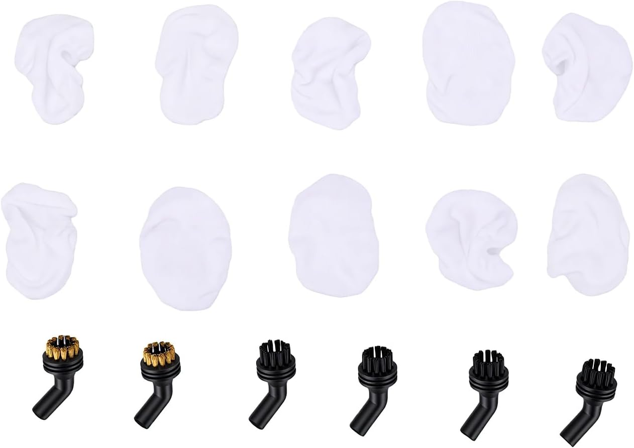 Set Mit 16 Dampfreinigerbürsten, Bestehend Aus 2 Messingbürstenköpfen, 4 Nylonbürstenköpfen Und 10 Reinigungstüchern Für Handdampfreiniger Und Fliesenfugen.