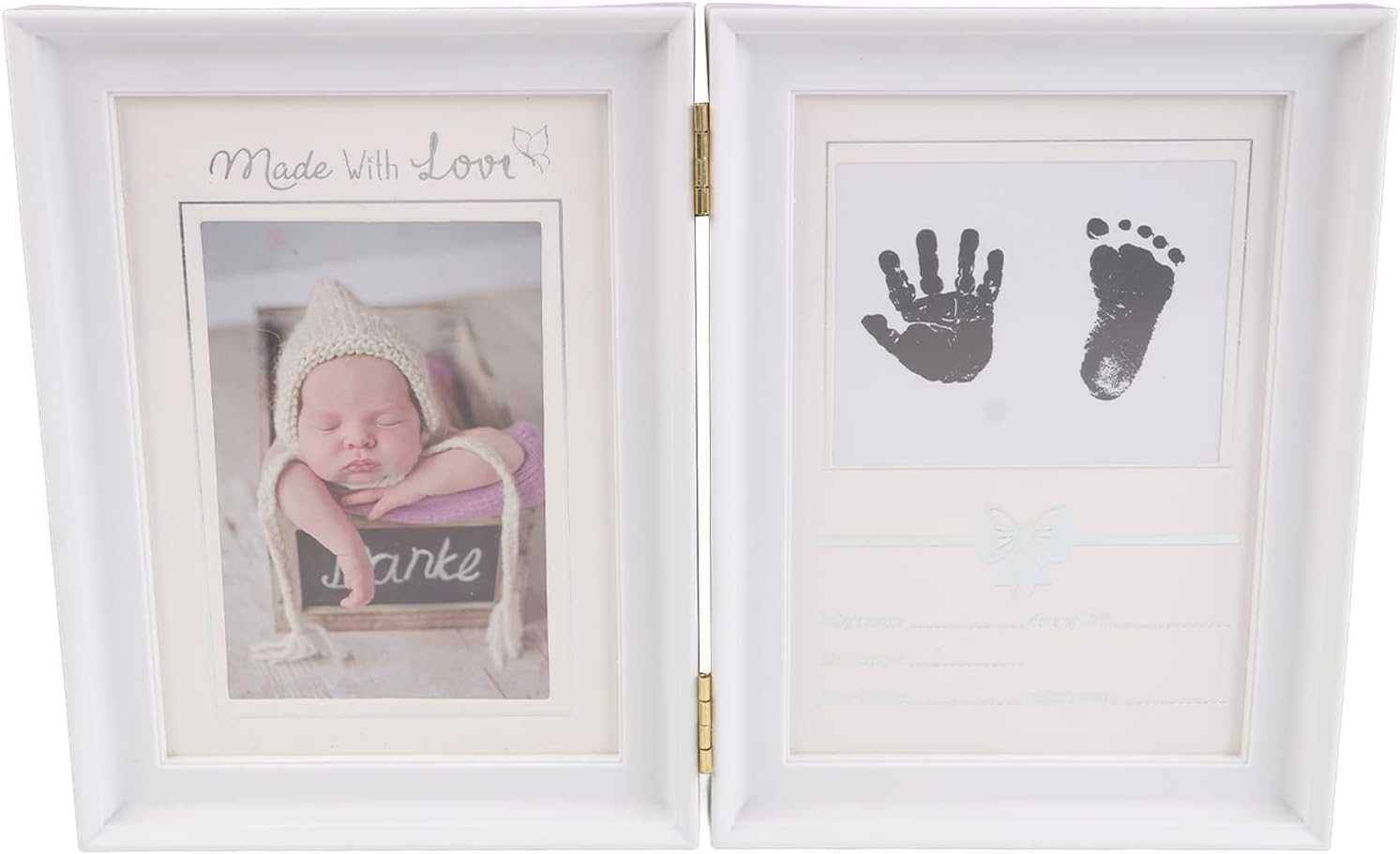 Rustikales Baby-handabdruck-set, Bilderrahmen Mit Tinte Für Die Kinderzimmergestaltung, 31,5 X 20,6 X 1,8 Cm (12,4 X 8,1 X 0,7 Zoll) Mit Kunststoffplatte