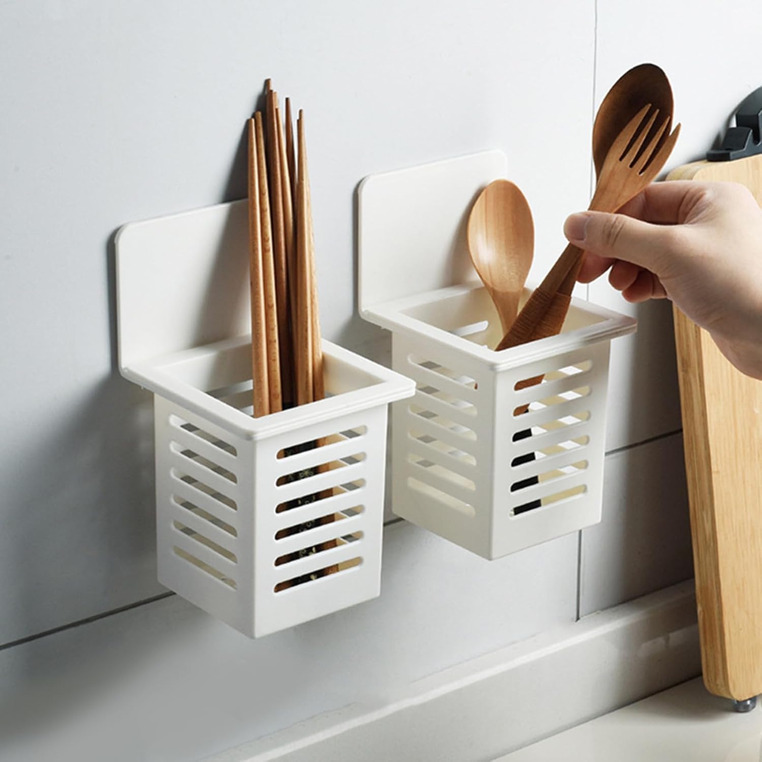 Wandmontierter Essstäbchenhalter, Essstäbchenkäfig, Küchenutensilienhalter Mit Abflusslöchern, Ideal Für Löffel, Gabeln Und Messer