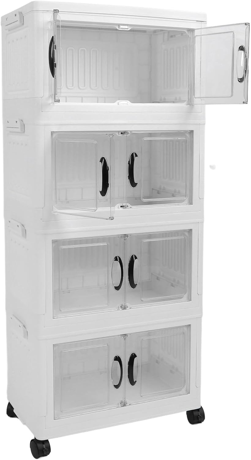 Stapelbare Aufbewahrungsbox Aus Kunststoff, Faltbarer Schrank Mit Rollen, Kleiderschrank-organizer Für Zuhause, Studentenwohnheim, Garderobenorganisation