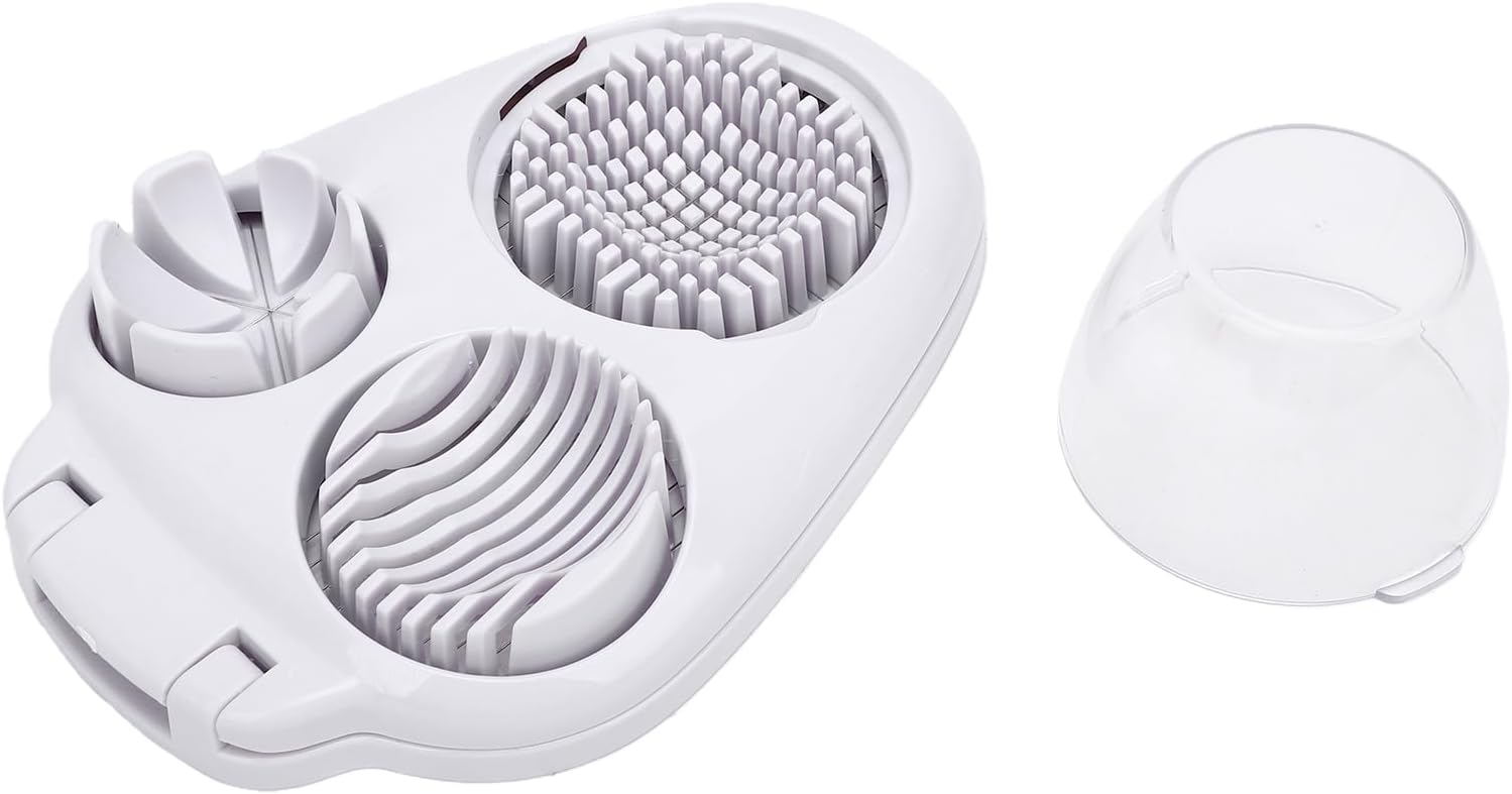 3-in-1 Eierschneider – Multifunktionaler Eierschneider – Obstschneider Mit 3 Schneidmodi, Ergonomischem Design, Edelstahldrähten Für Obst, Käse, Pilze (- 1 Weiß)