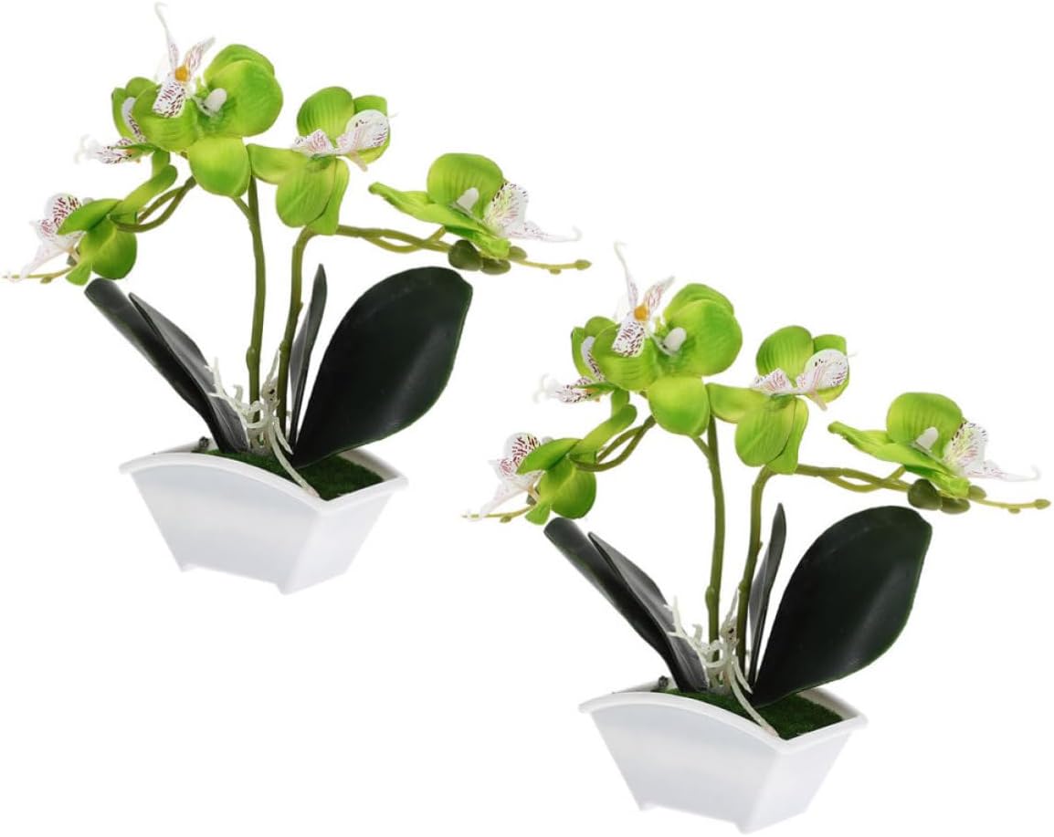 Künstliche Bonsai-phalaenopsis-pflanzen Im Topf, 2 Stück, Seiden- Und Kunststoffblumen, Einfach Zu Montieren, Minimalistische Innendekoration Für Blumenarrangements