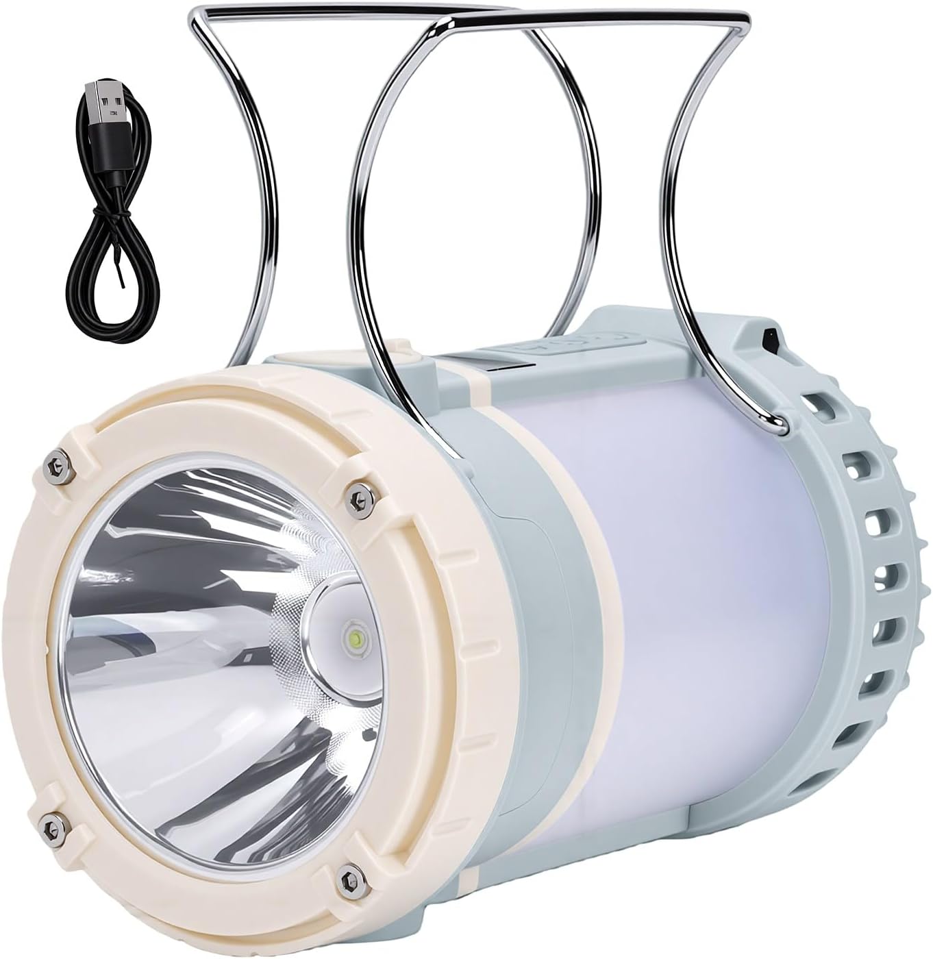 3-in-1 Wiederaufladbare, Wasserdichte Campinglampe Mit Ventilator