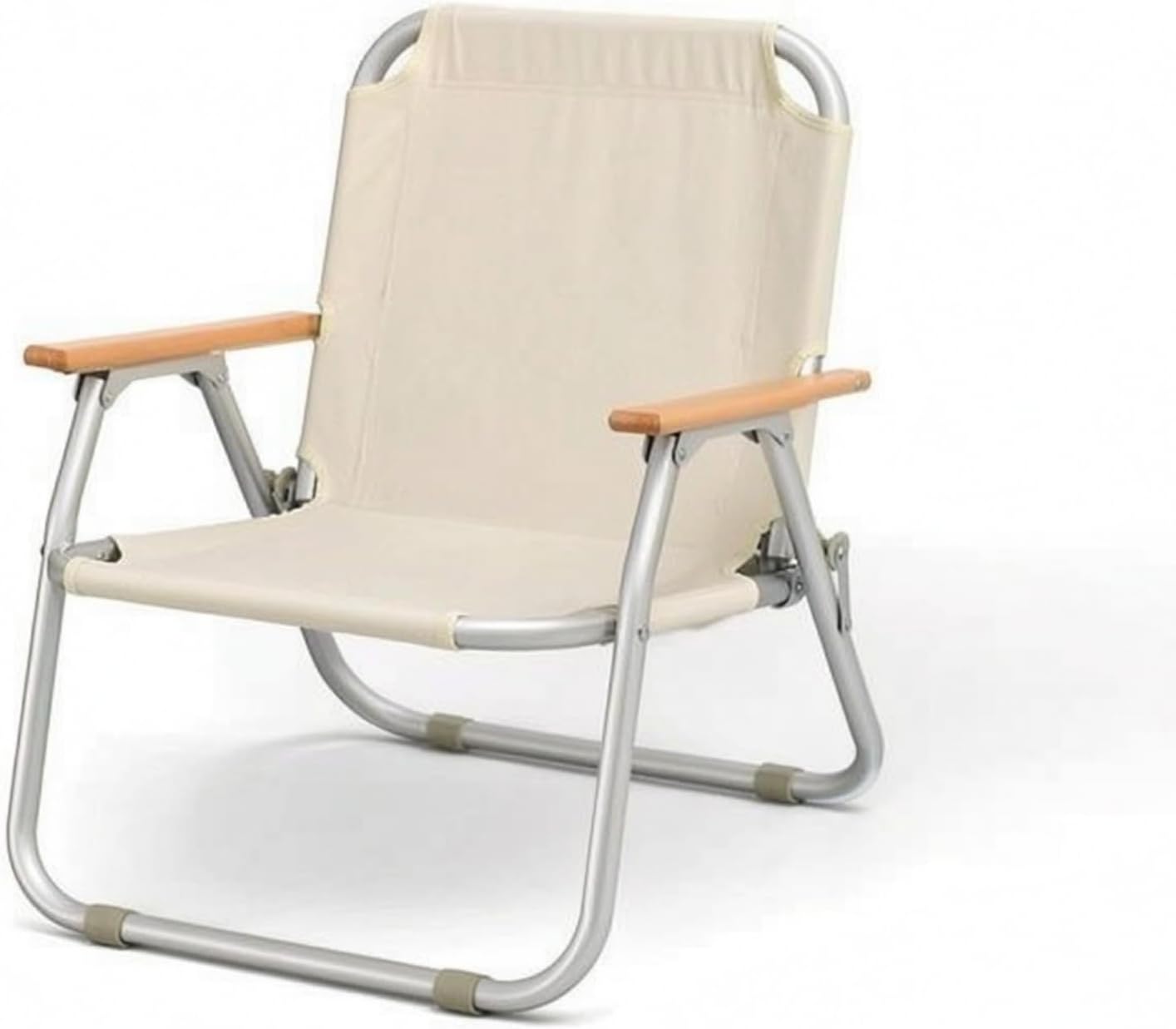 Leichter, Faltbarer Campingstuhl, Tragbarer Klappstuhl Für Terrasse Und Garten, Niedrige Sitzfläche, Cremeweiß