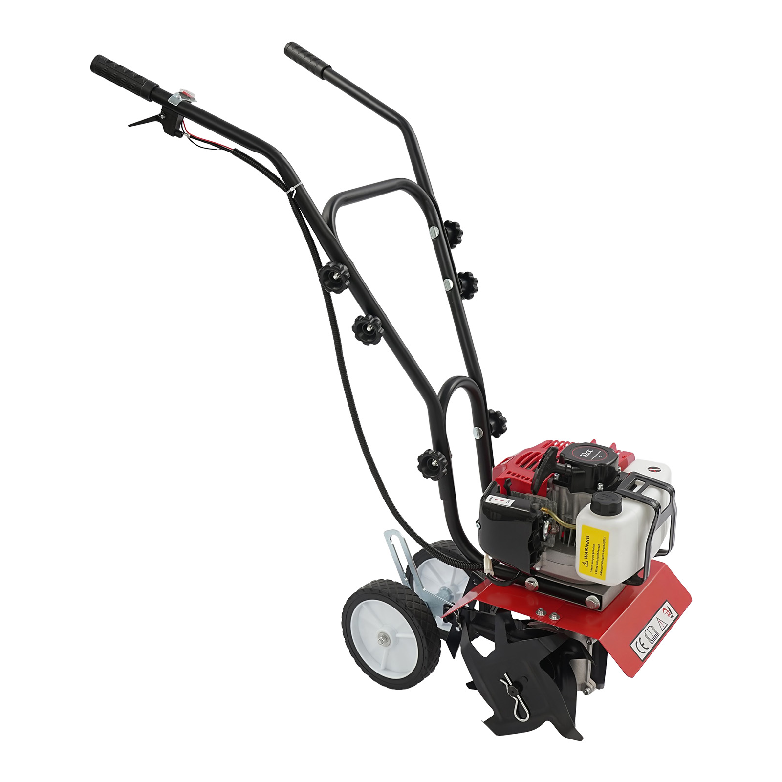 Mini-motorhacke Mit Verbrennungsmotor, 52 Cm³ – 1,9 Kw, Luftgekühlter Zweitaktmotor, 4 Messer, Arbeitsbreite 30 Cm, Arbeitstiefe 3–12 Cm, Seilzugstart, Für Garten, Gemüsegarten, Gewächshaus, Obstgarte