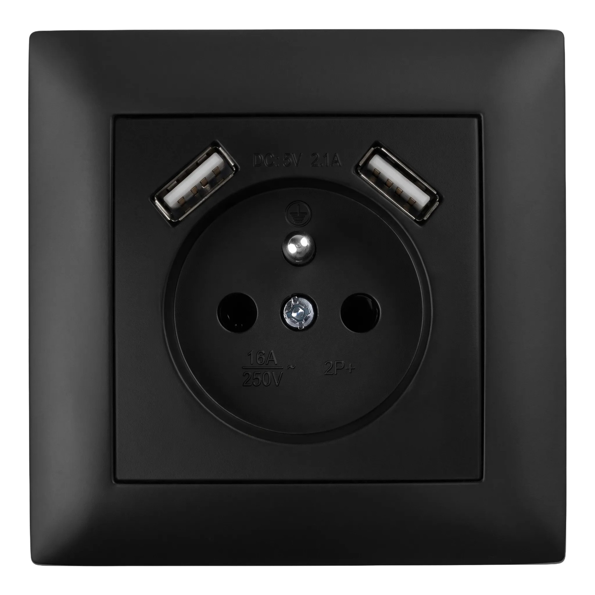 Toolight Einzelsteckdose Mit Erdung Und Rahmen + 2x Usb-a Oste Jnh003-g Black