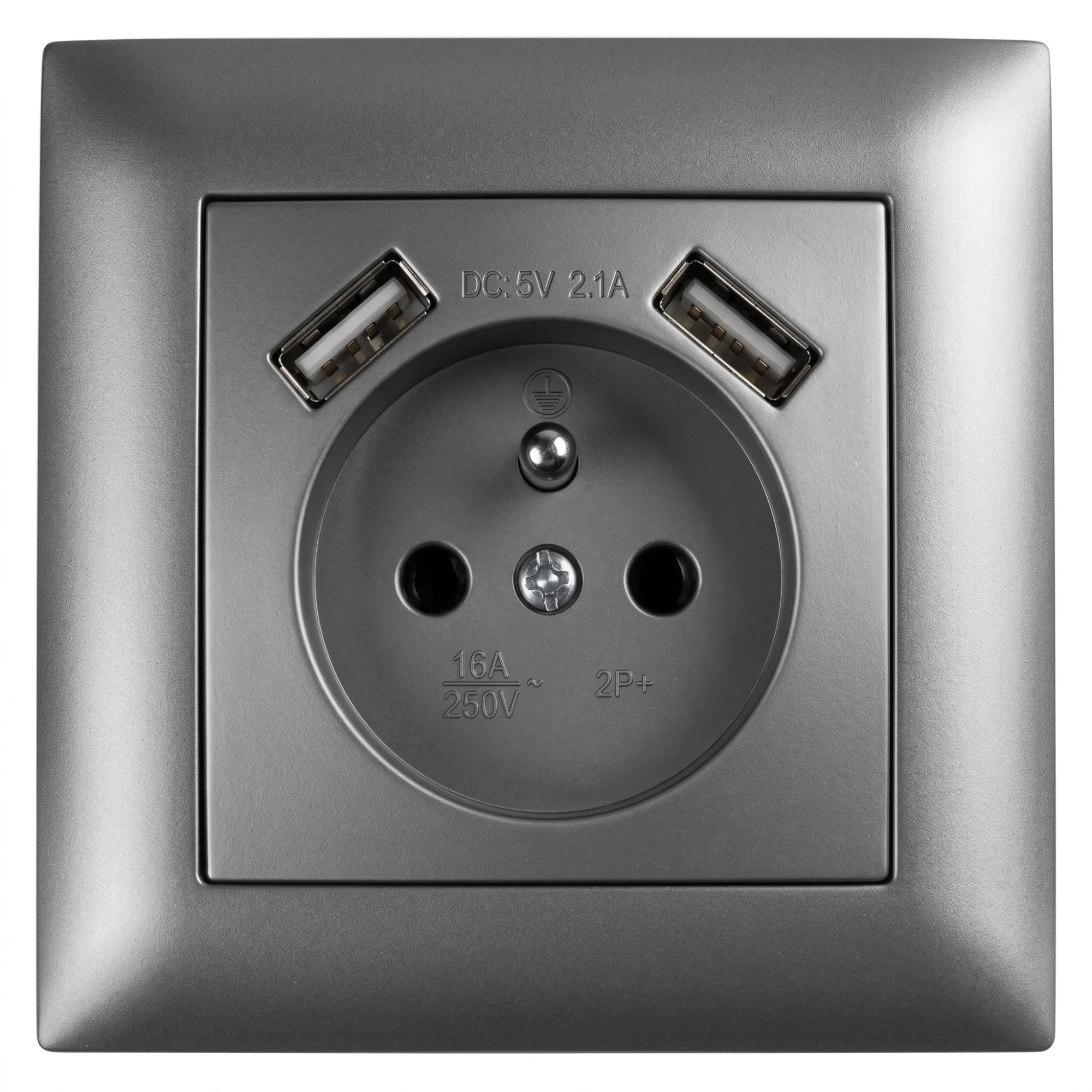 Toolight Einzelsteckdose Mit Erdung Und Rahmen + 2x Usb-a Oste Jnh003-g Grey
