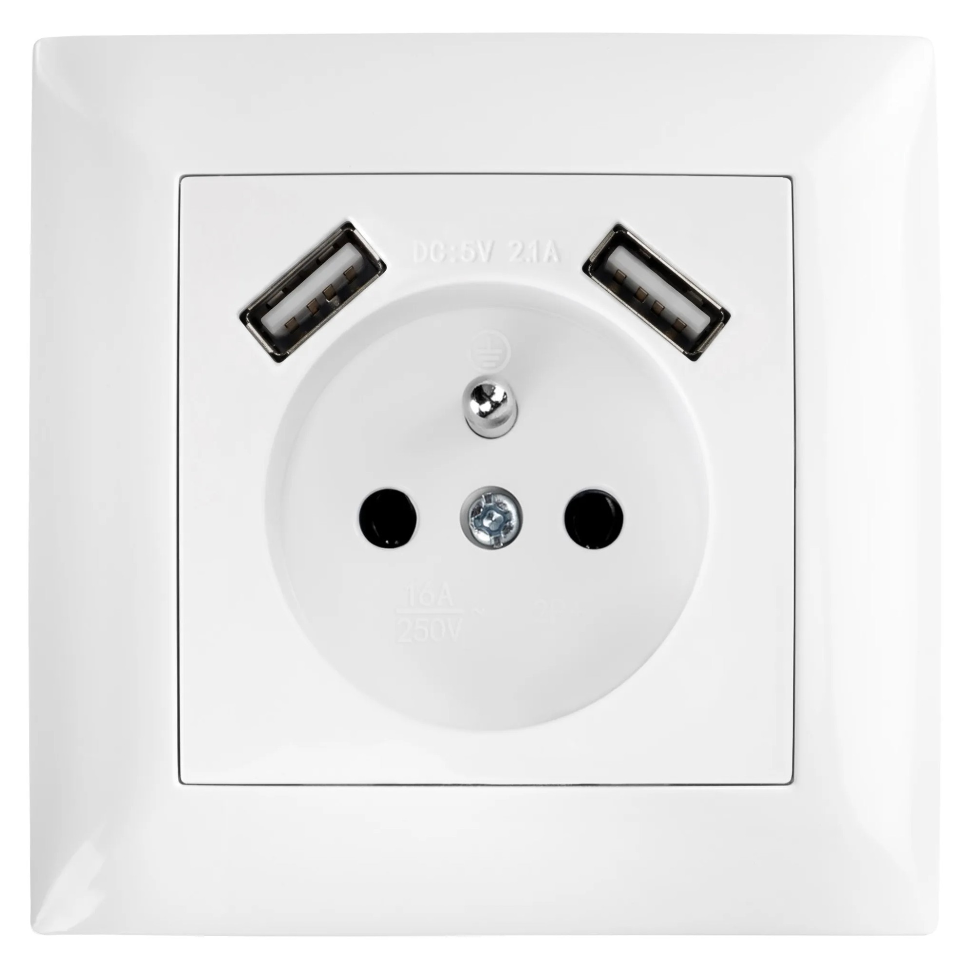 Toolight Einzelsteckdose Mit Erdung Und Rahmen + 2x Usb-a Oste Jnh003-g White