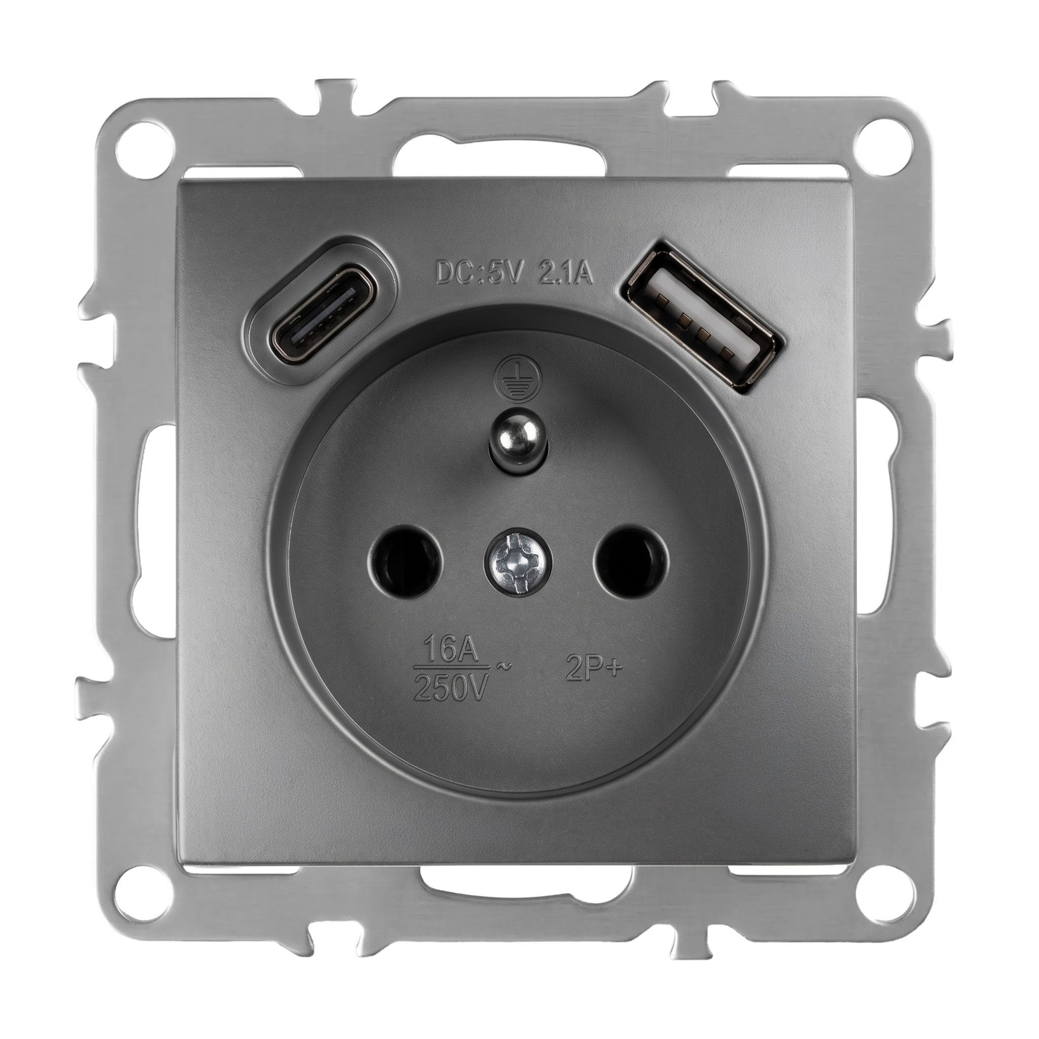 Toolight Einzelsteckdose Mit Erdung + Usb-a Usb-c Oste Jnh004-g Grey